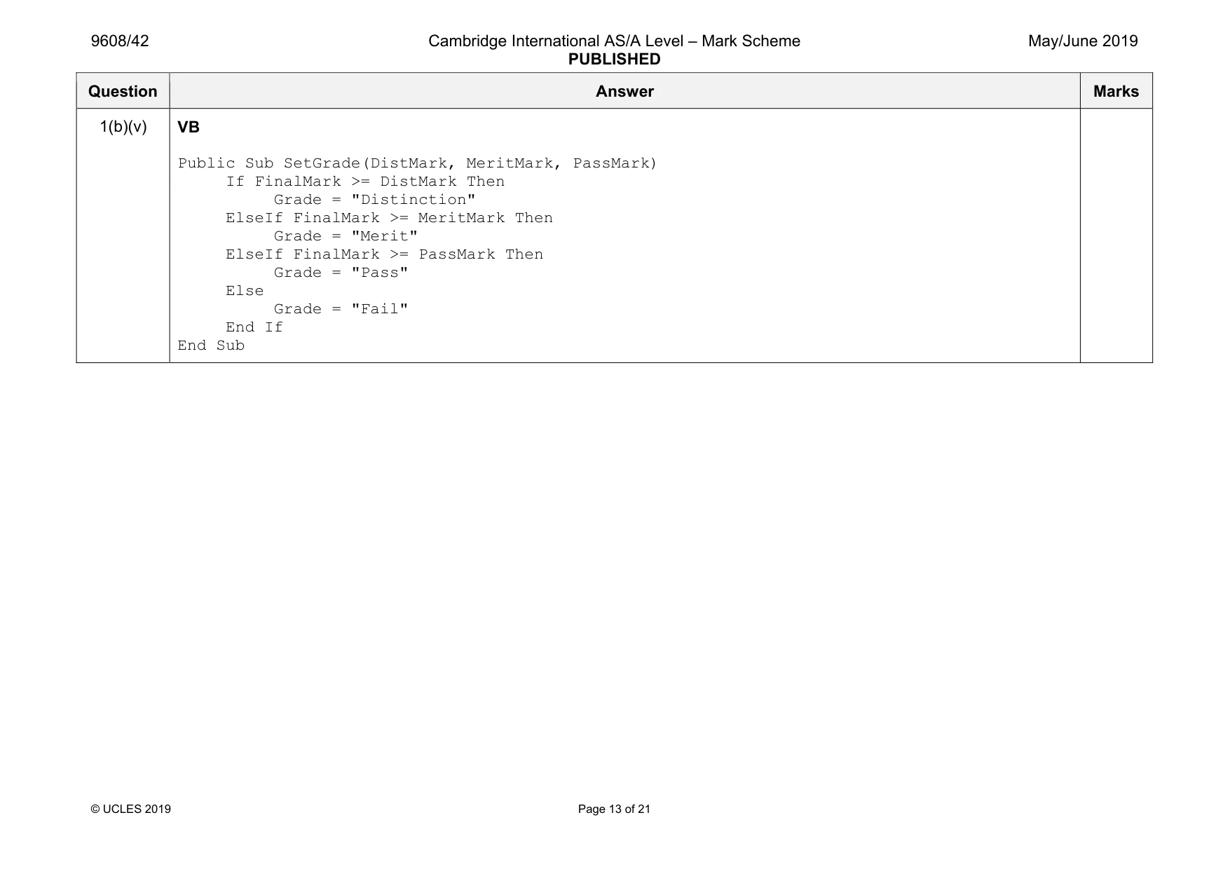 Mark scheme, page 13 of 21