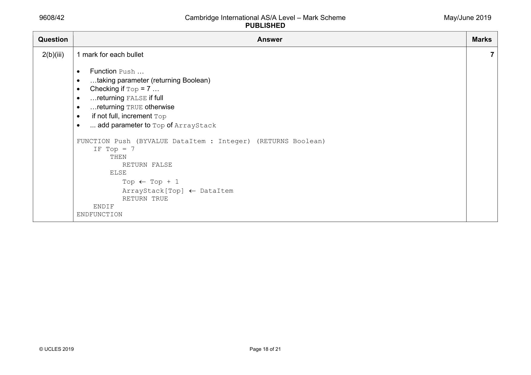 Mark scheme, page 18 of 21