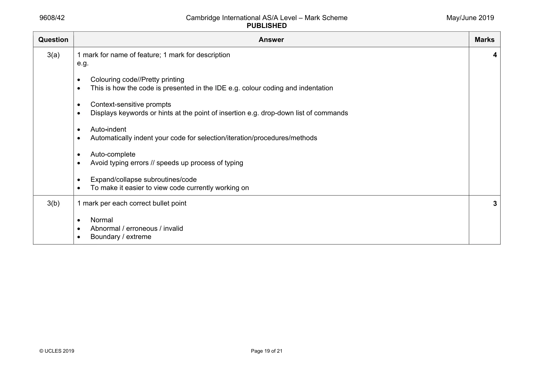 Mark scheme, page 19 of 21