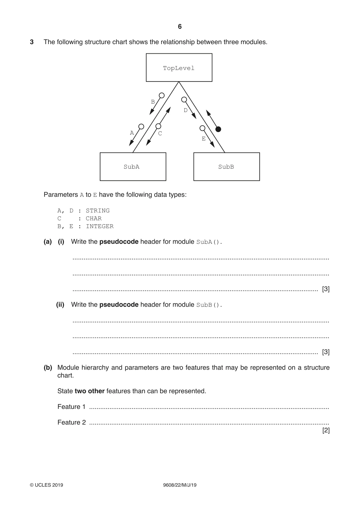 Cambridge A Level Computer Science 9608 2019 May/June Paper 2 · Variant 2 question paper, page 6 of 16