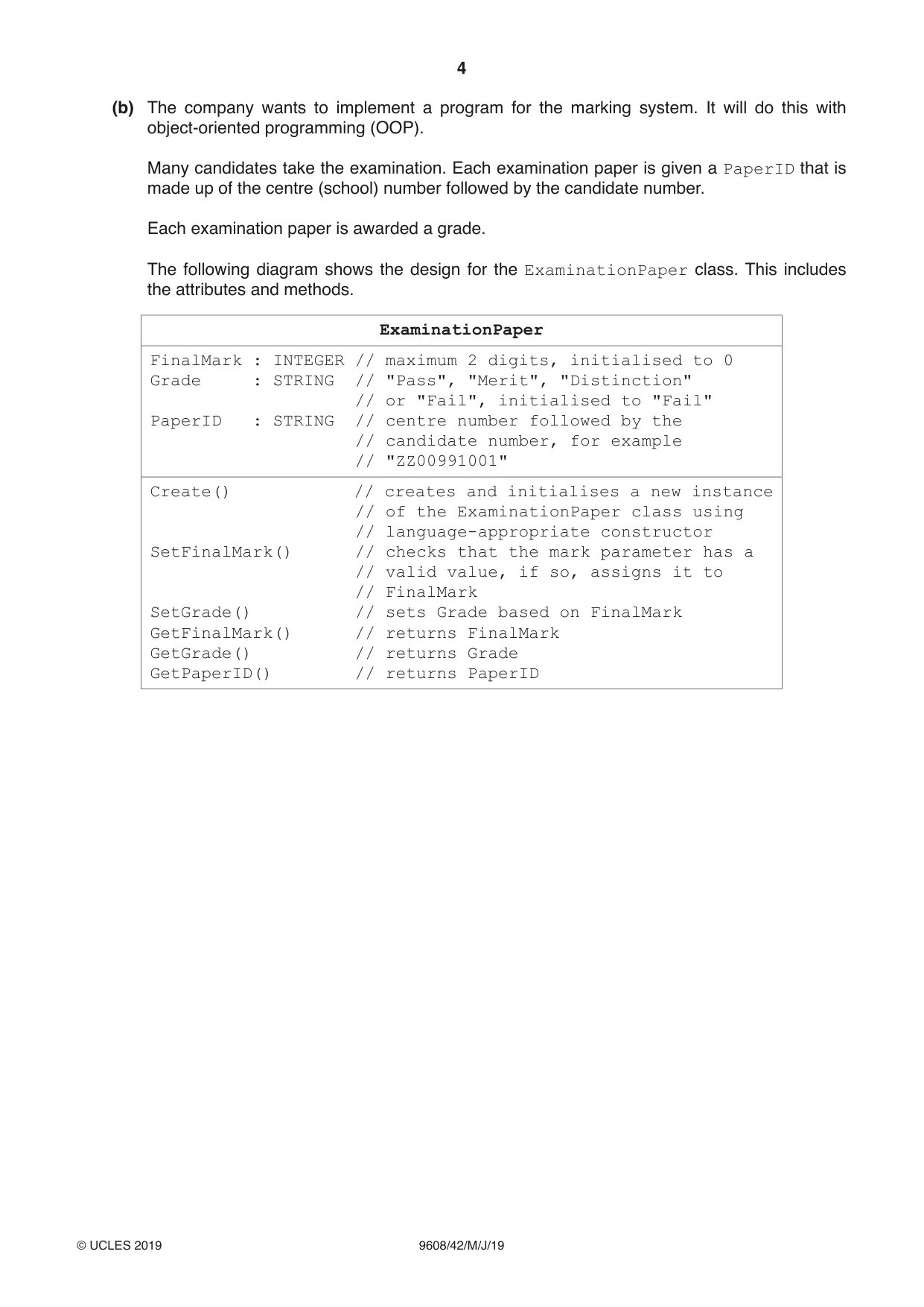 Cambridge A Level Computer Science 9608 2019 May/June Paper 4 · Variant 2 question paper, page 4 of 20