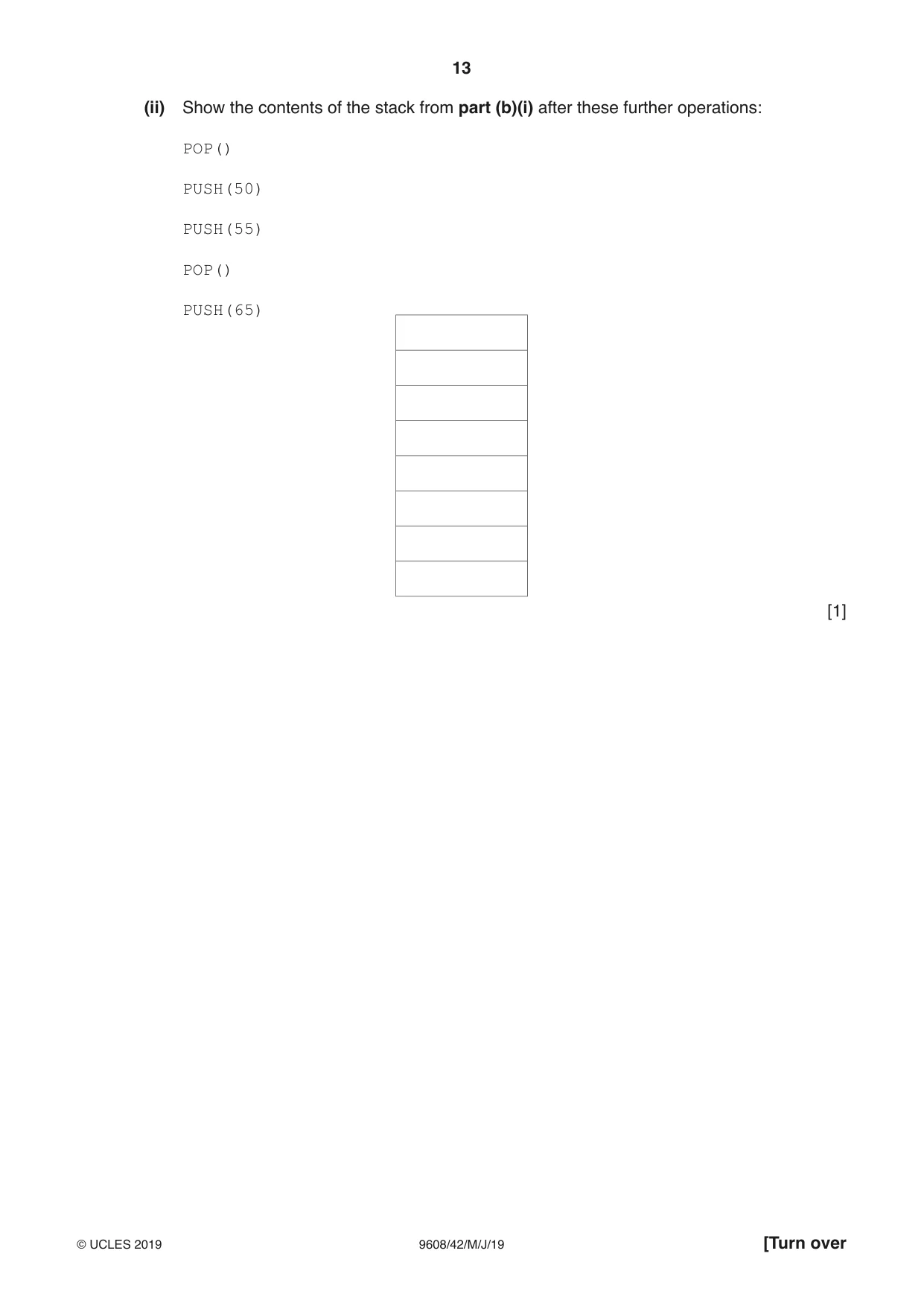 Cambridge A Level Computer Science 9608 2019 May/June Paper 4 · Variant 2 question paper, page 13 of 20