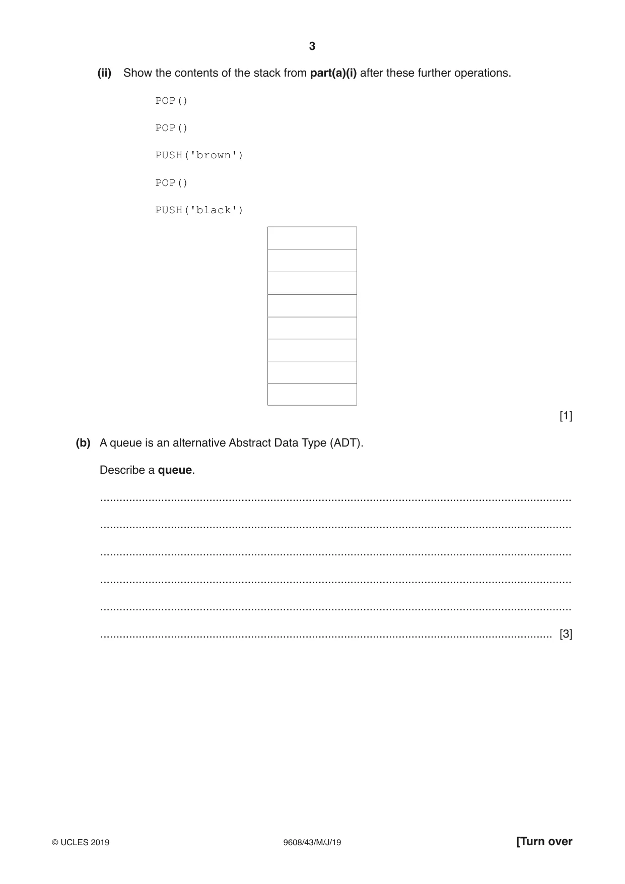 Cambridge A Level Computer Science 9608 2019 May/June Paper 4 · Variant 3 question paper, page 3 of 20