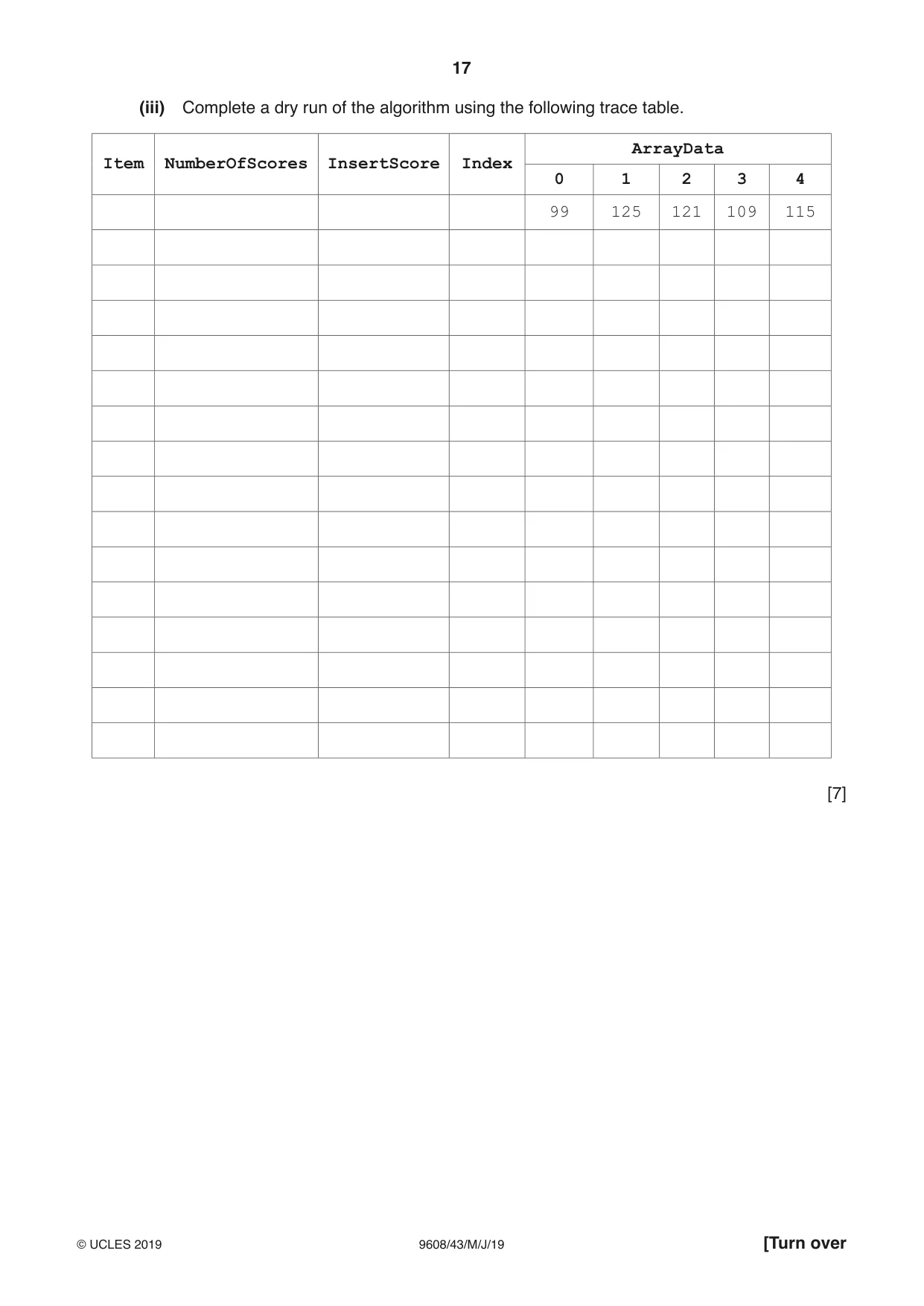Cambridge A Level Computer Science 9608 2019 May/June Paper 4 · Variant 3 question paper, page 17 of 20