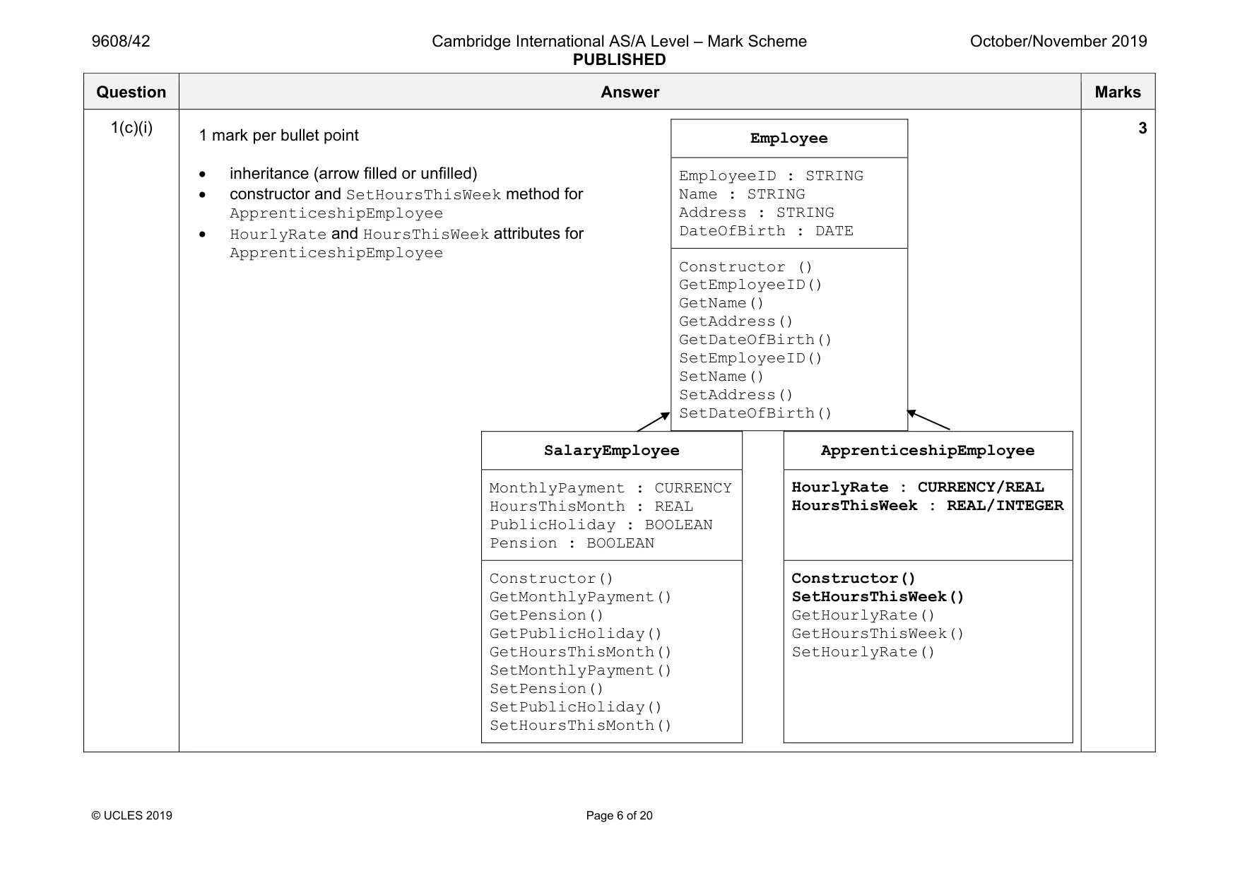 Mark scheme, page 6 of 20