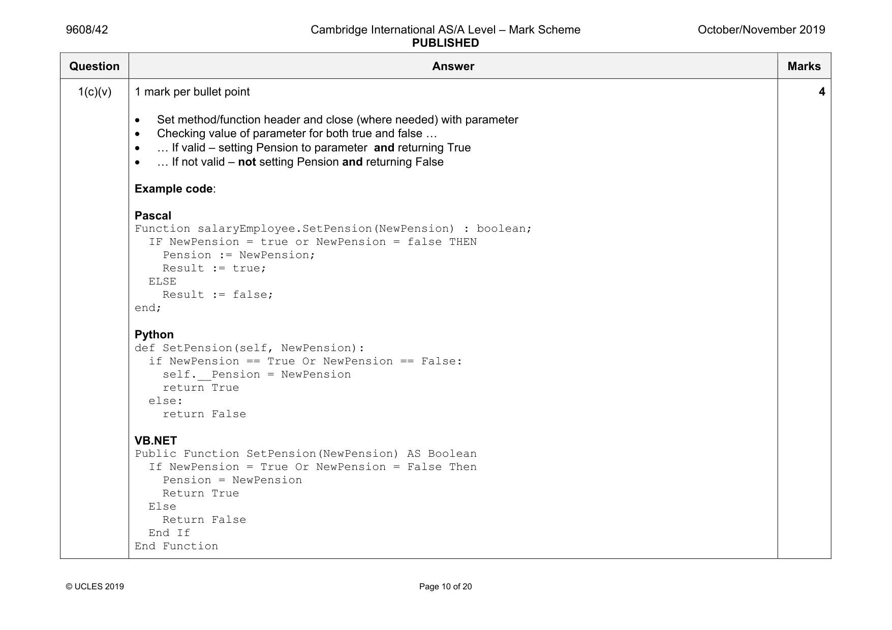 Mark scheme, page 10 of 20