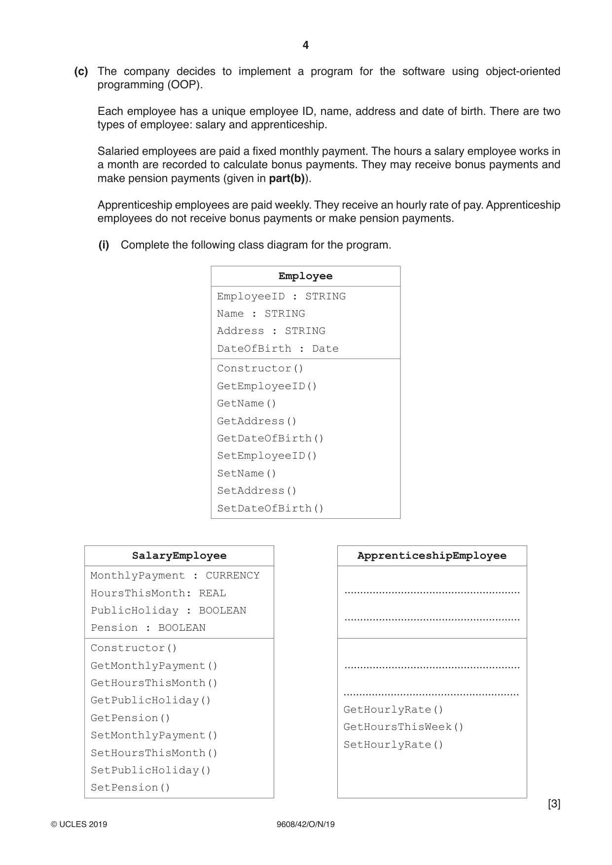 Cambridge A Level Computer Science 9608 2019 Oct/Nov Paper 4 · Variant 2 question paper, page 4 of 20