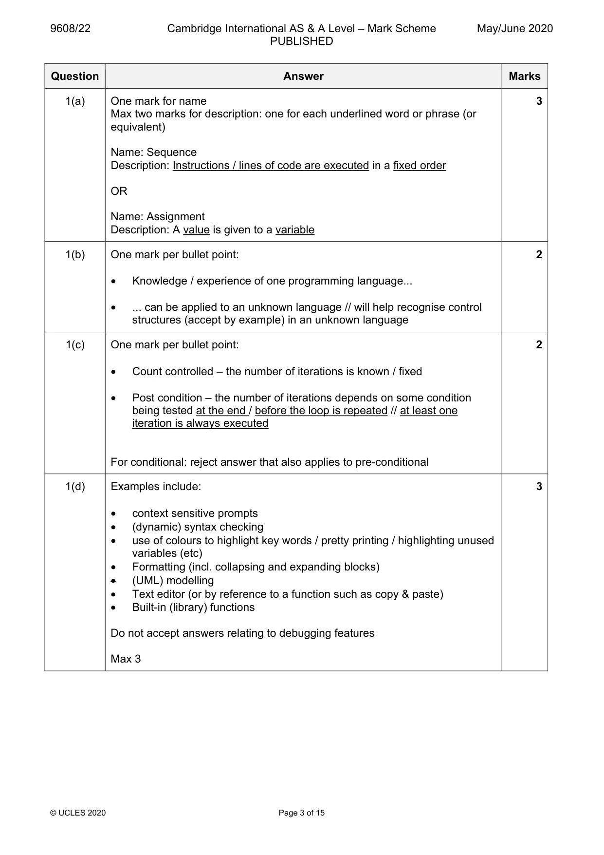 Mark scheme, page 3 of 15