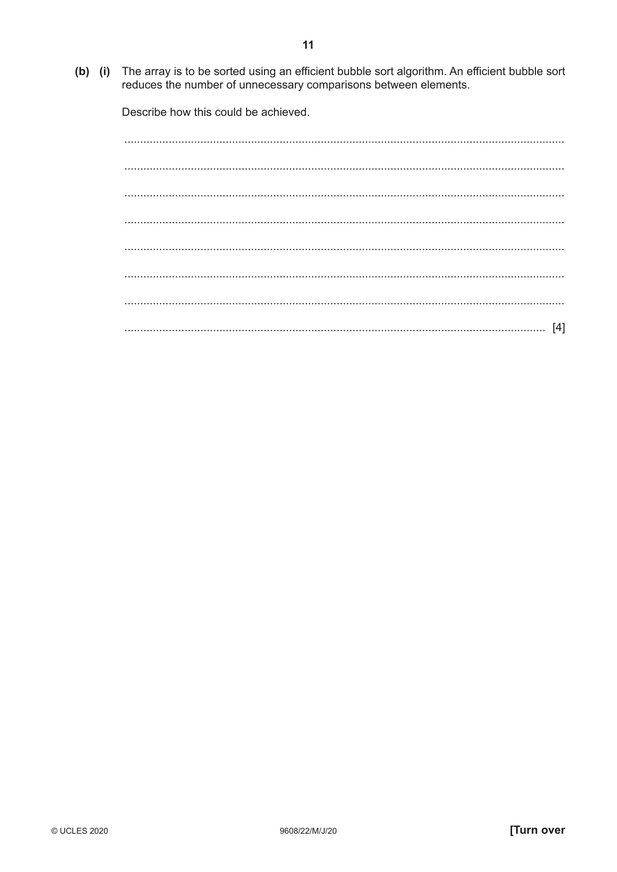 Cambridge A Level Computer Science 9608 2020 May/June Paper 2 · Variant 2 question paper, page 11 of 20