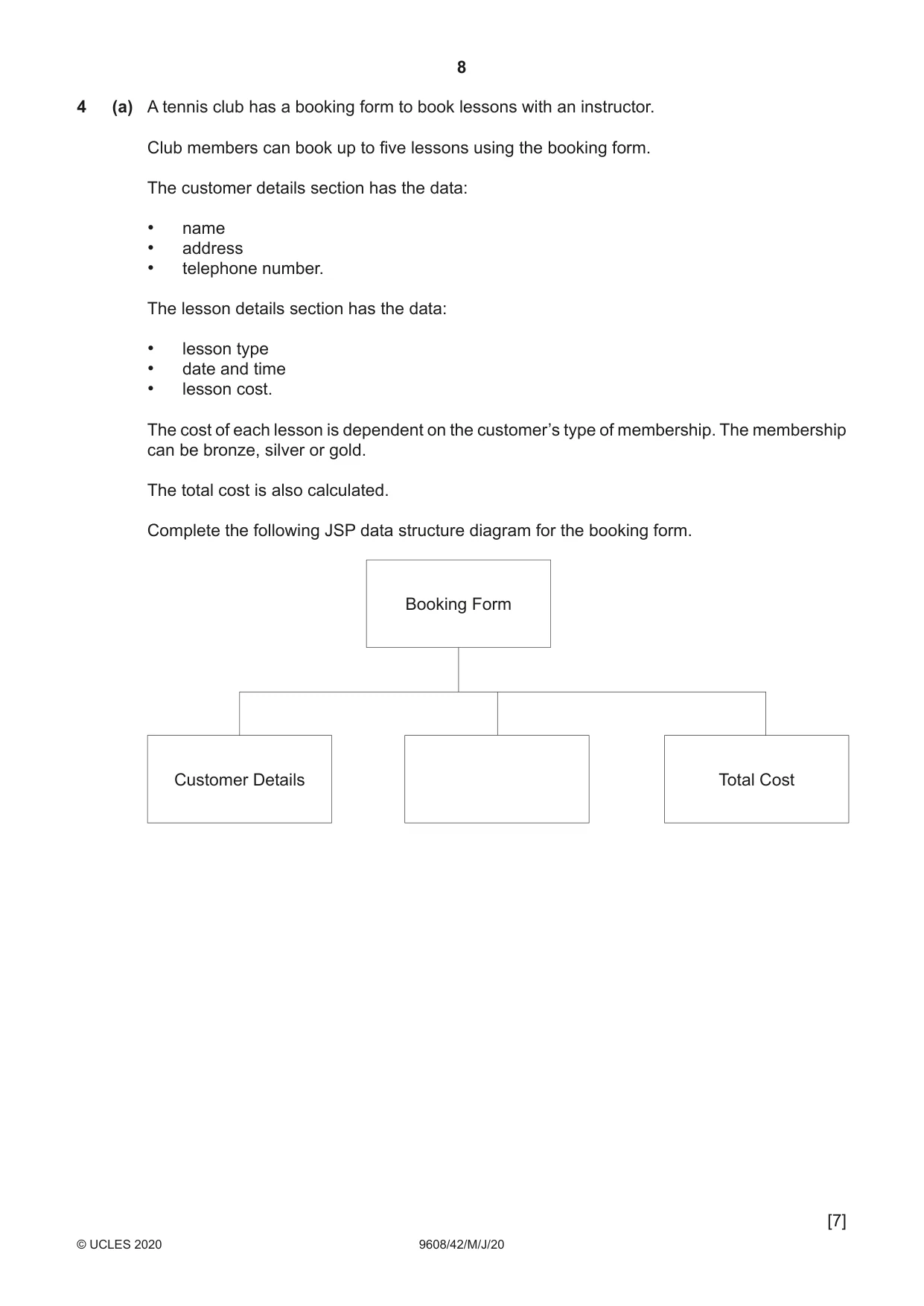 Cambridge A Level Computer Science 9608 2020 May/June Paper 4 · Variant 2 question paper, page 8 of 16