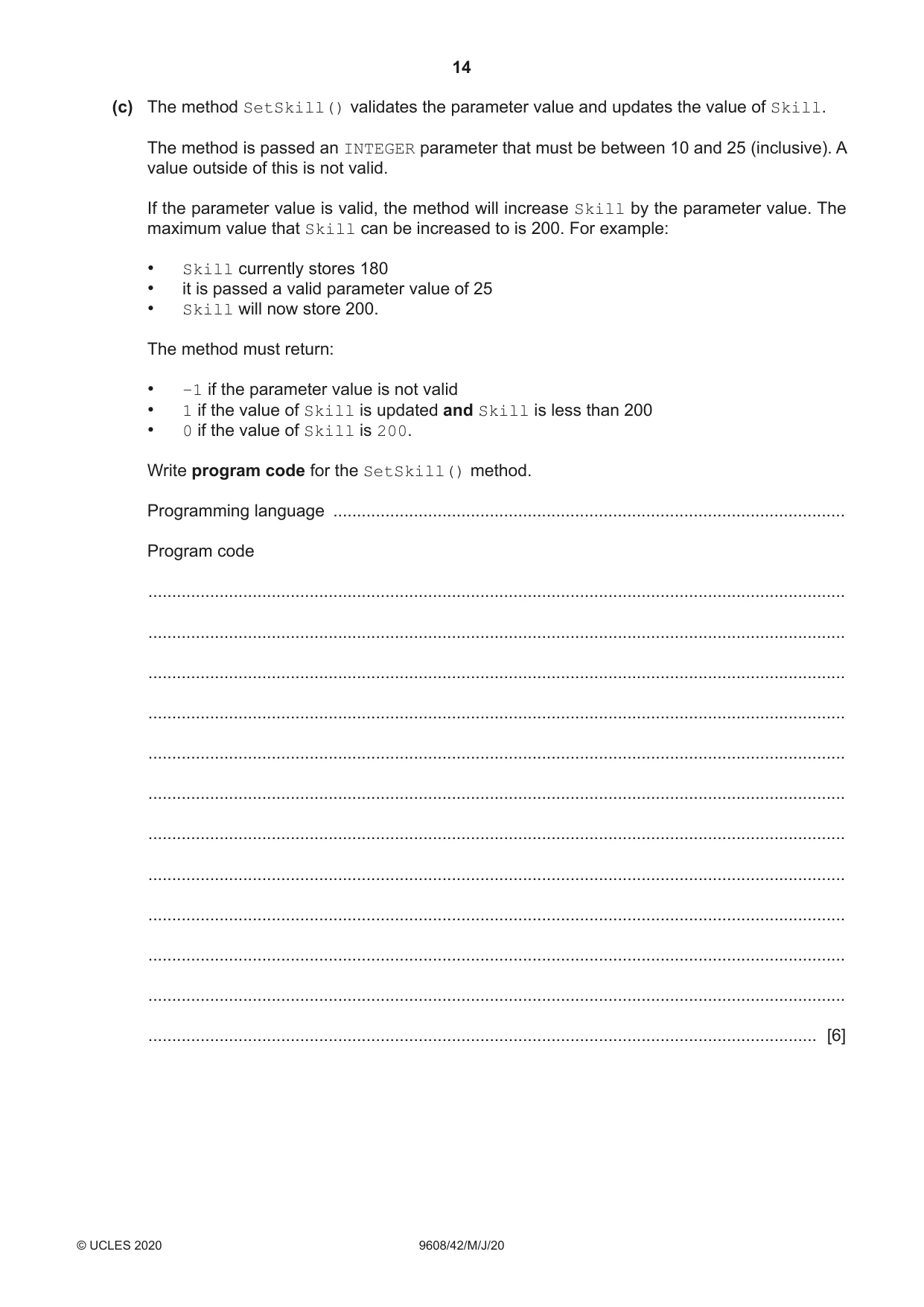 Cambridge A Level Computer Science 9608 2020 May/June Paper 4 · Variant 2 question paper, page 14 of 16