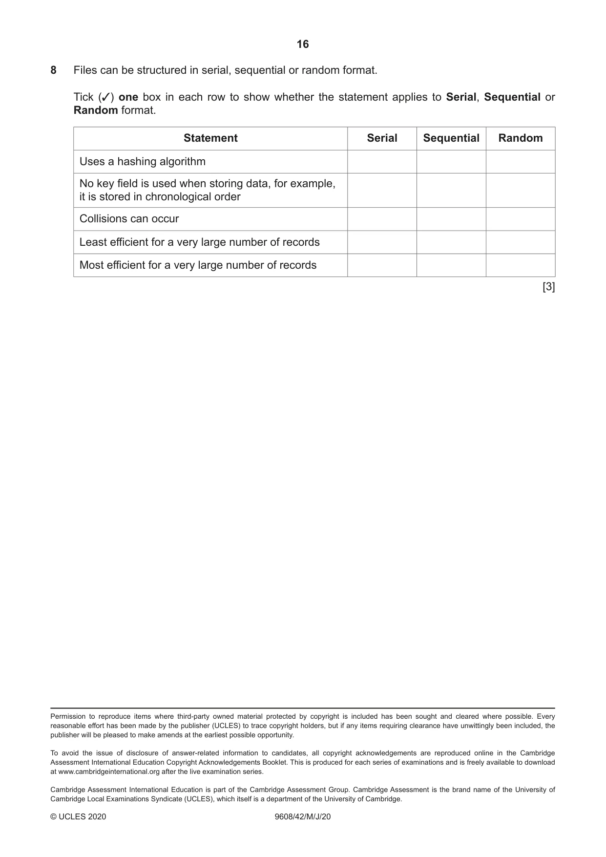 Cambridge A Level Computer Science 9608 2020 May/June Paper 4 · Variant 2 question paper, page 16 of 16