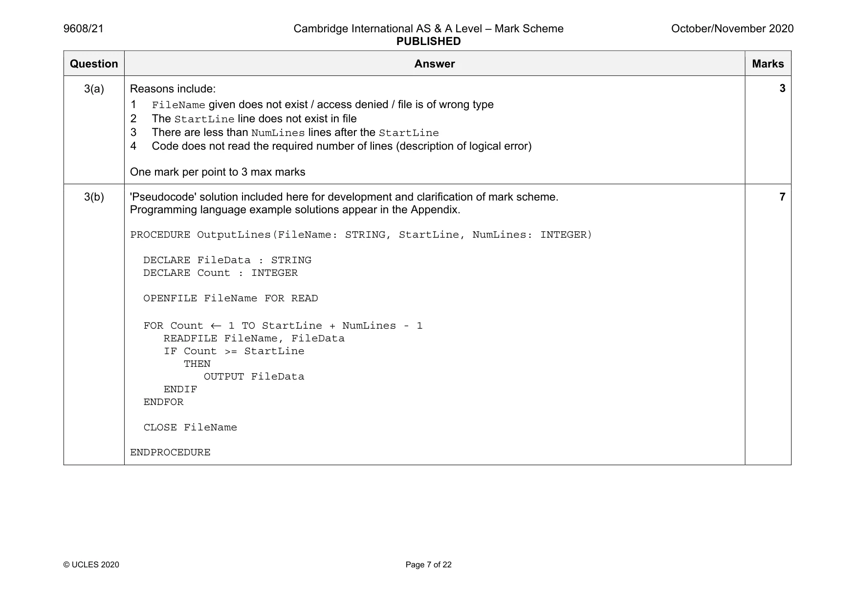 Mark scheme, page 7 of 22