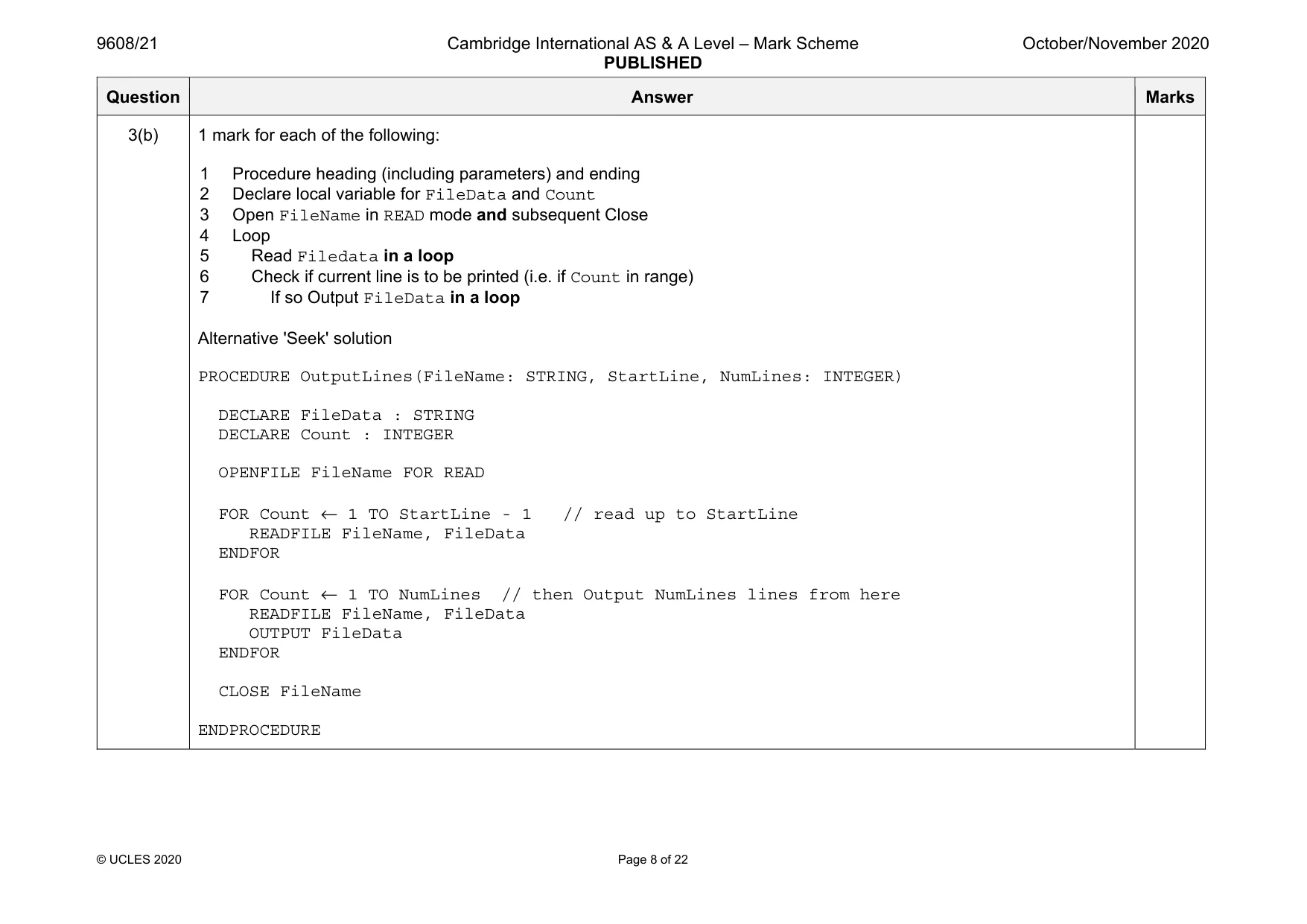 Mark scheme, page 8 of 22