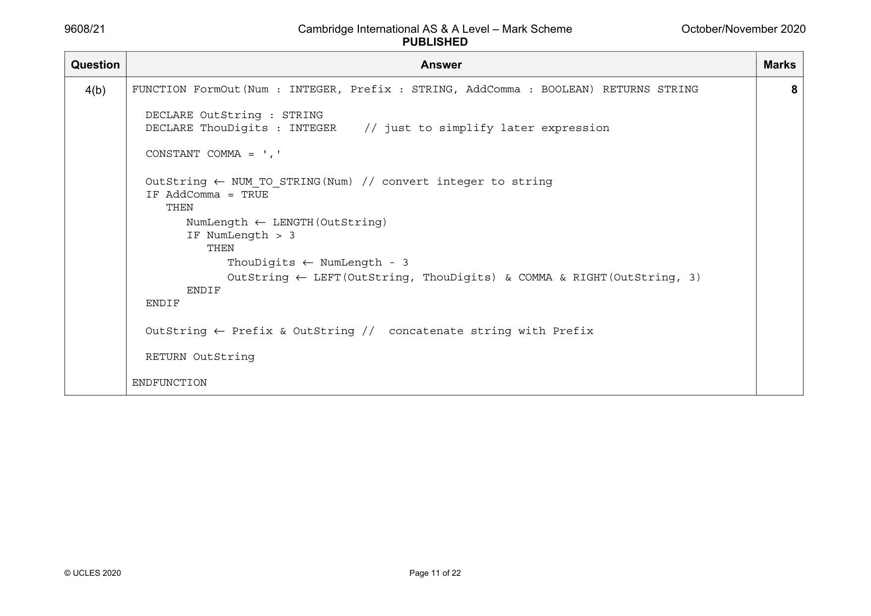 Mark scheme, page 11 of 22