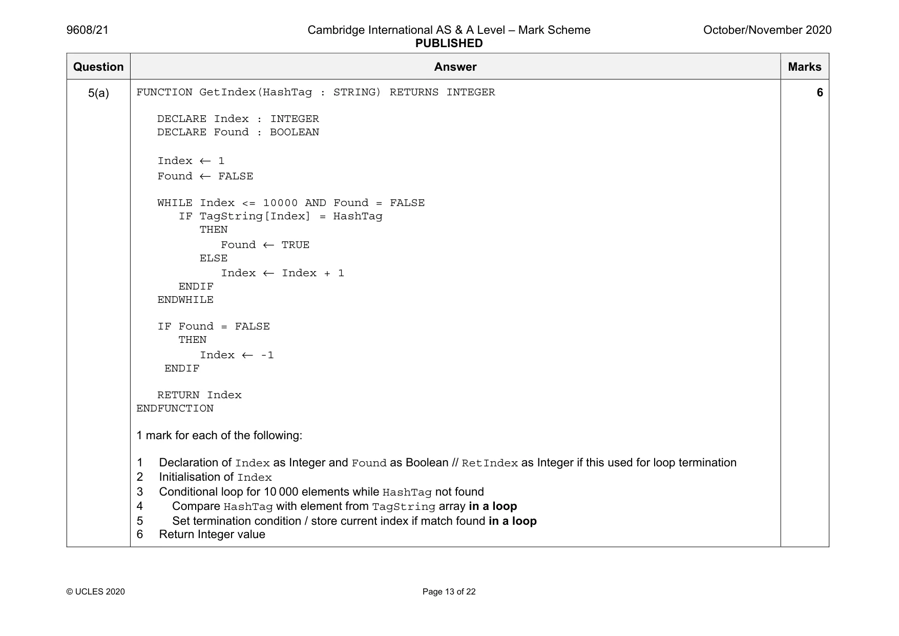 Mark scheme, page 13 of 22