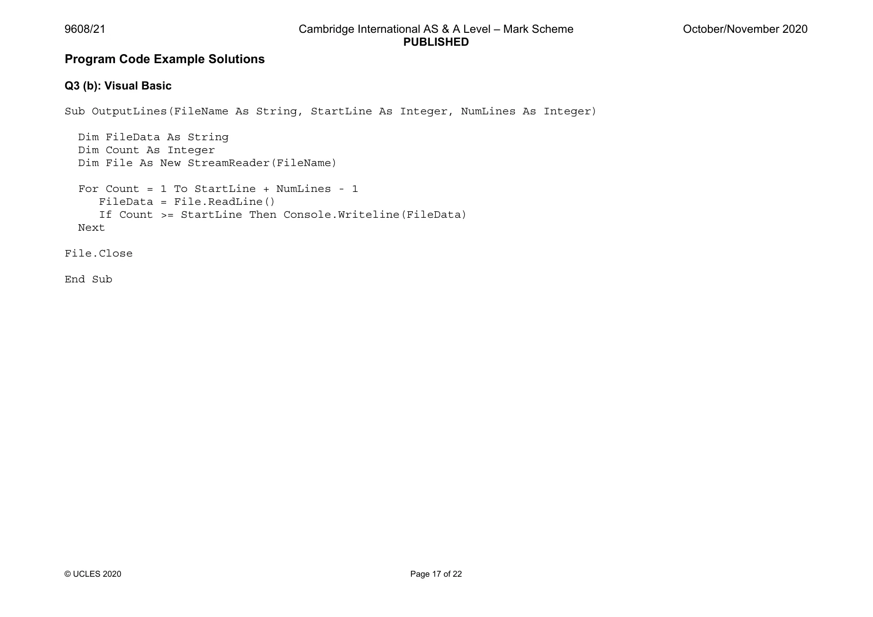Mark scheme, page 17 of 22
