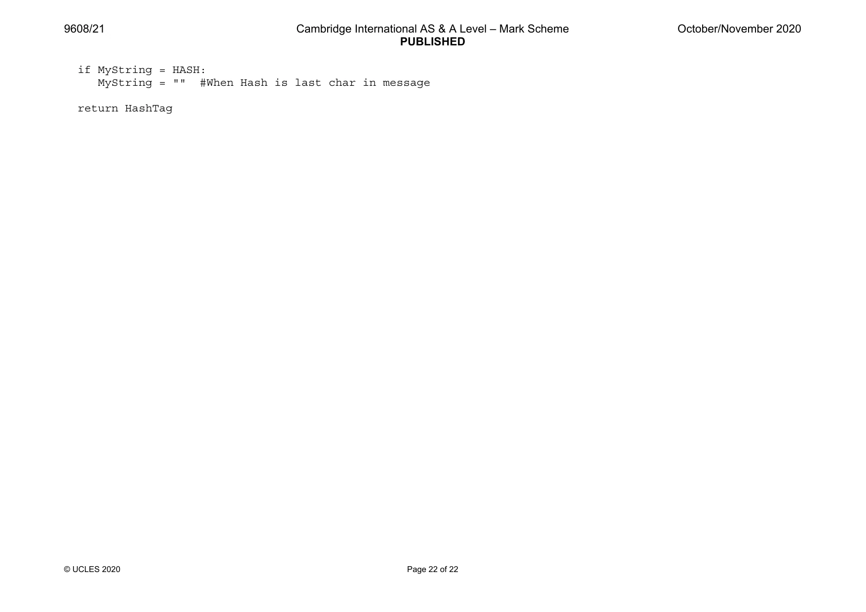 Mark scheme, page 22 of 22