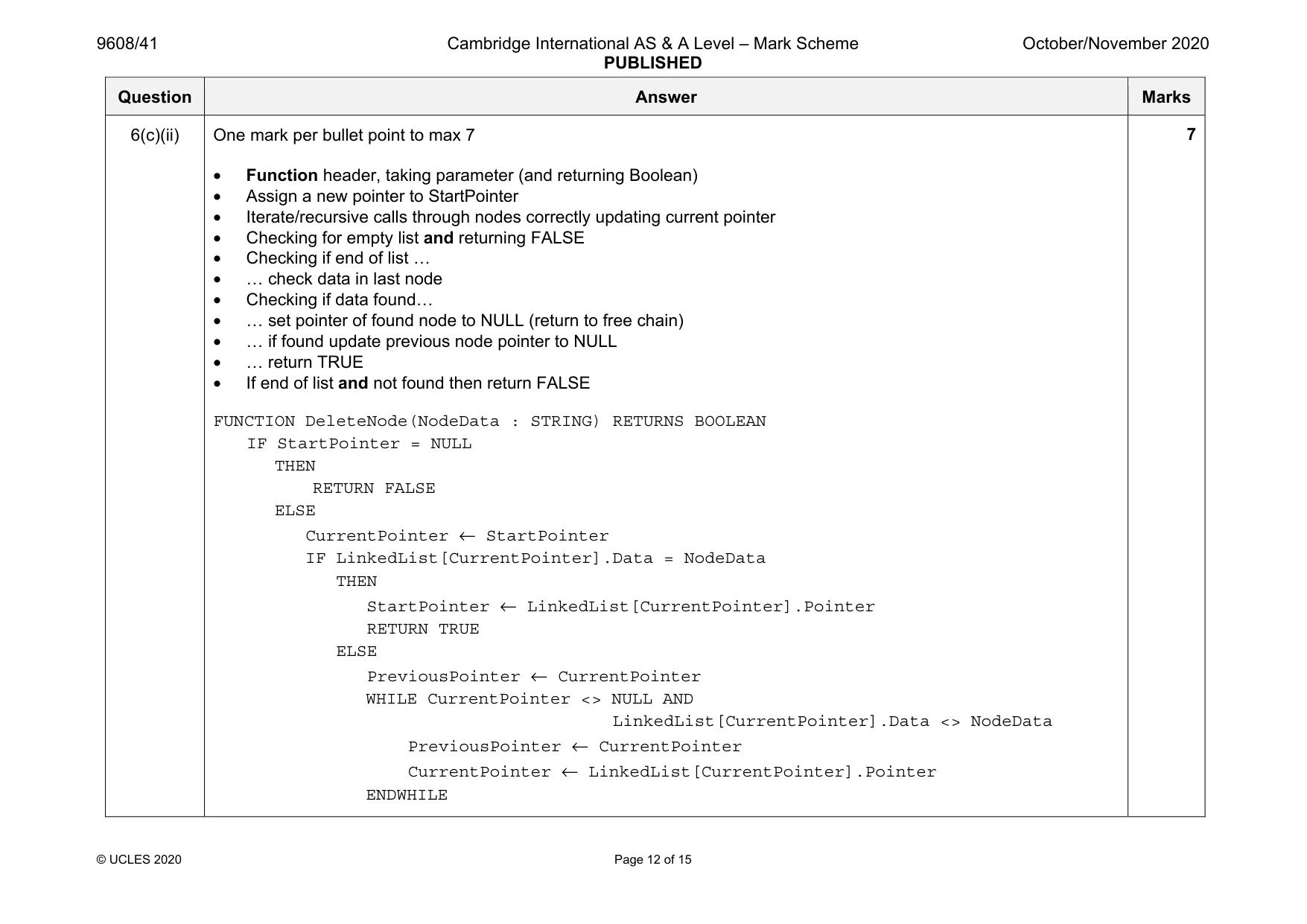 Mark scheme, page 12 of 15