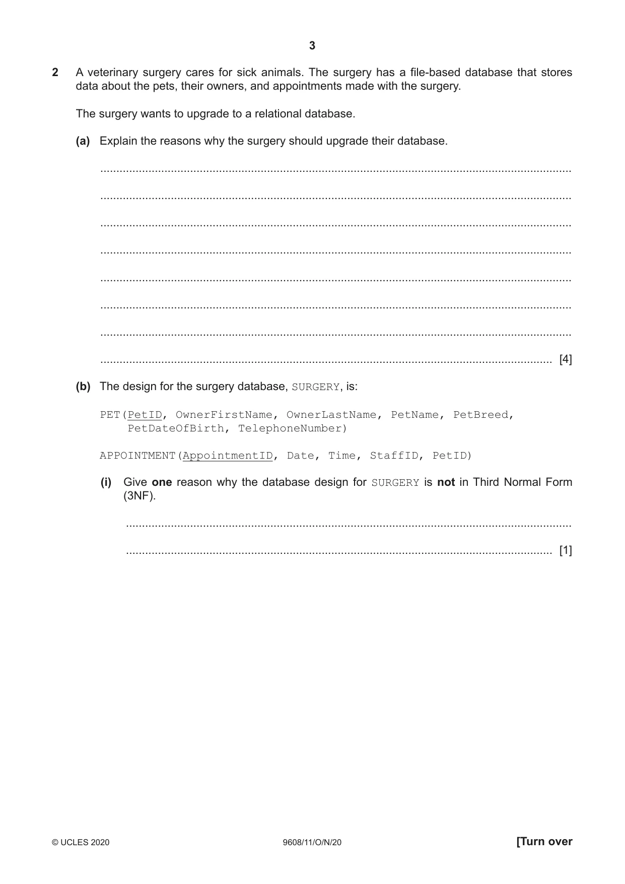 Cambridge A Level Computer Science 9608 2020 Oct/Nov Paper 1 · Variant 1 question paper, page 3 of 16
