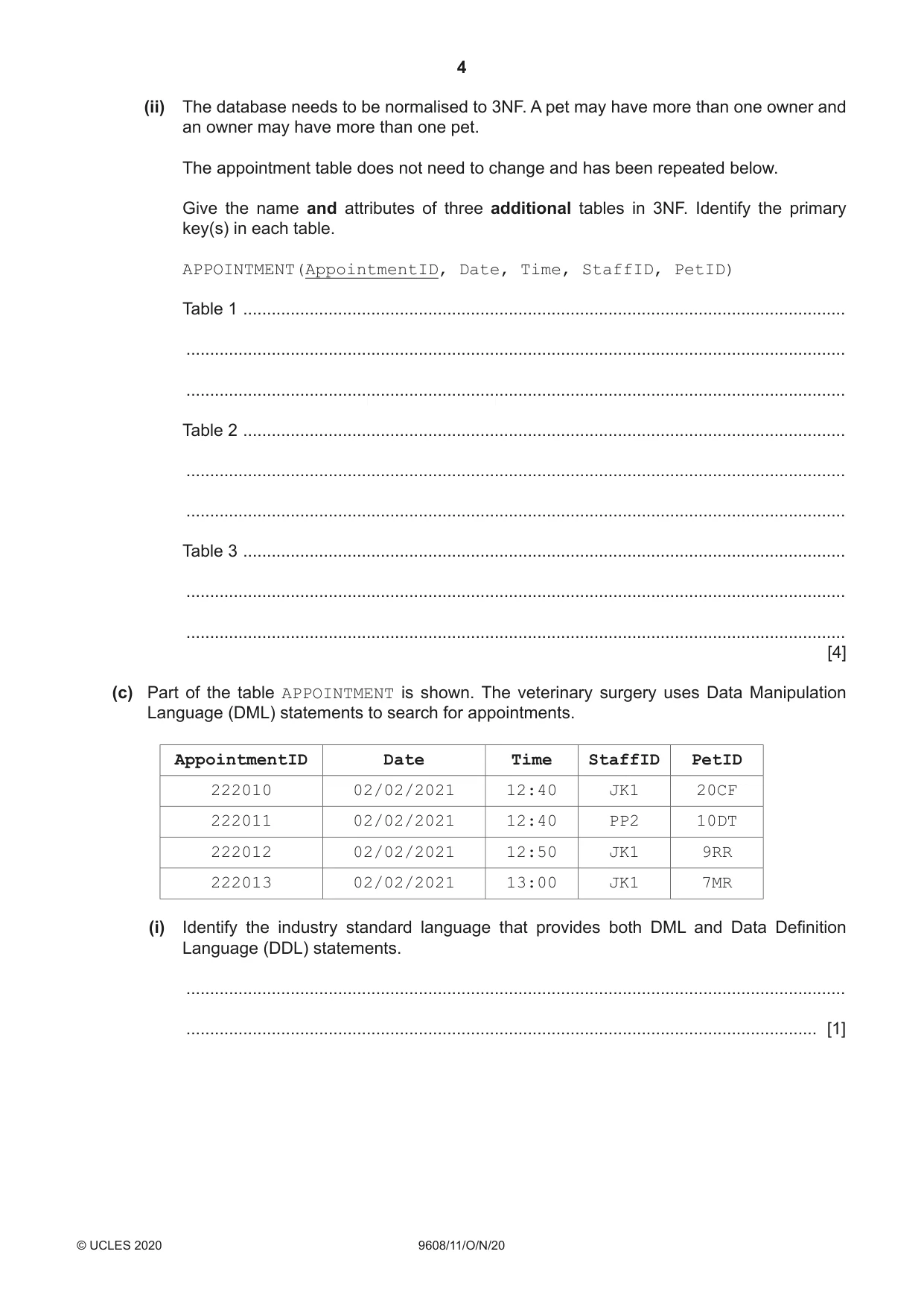 Cambridge A Level Computer Science 9608 2020 Oct/Nov Paper 1 · Variant 1 question paper, page 4 of 16