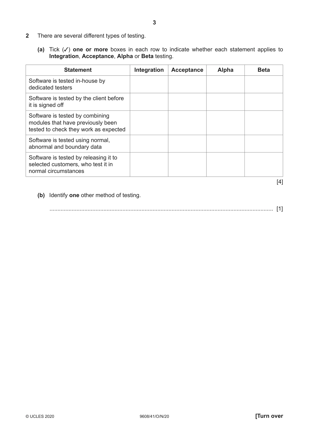 Cambridge A Level Computer Science 9608 2020 Oct/Nov Paper 4 · Variant 1 question paper, page 3 of 20