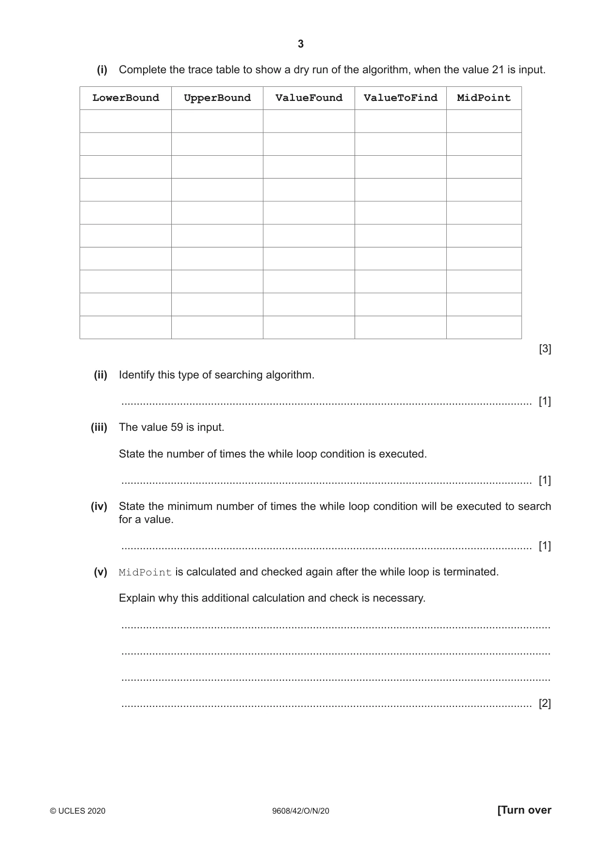 Cambridge A Level Computer Science 9608 2020 Oct/Nov Paper 4 · Variant 2 question paper, page 3 of 20