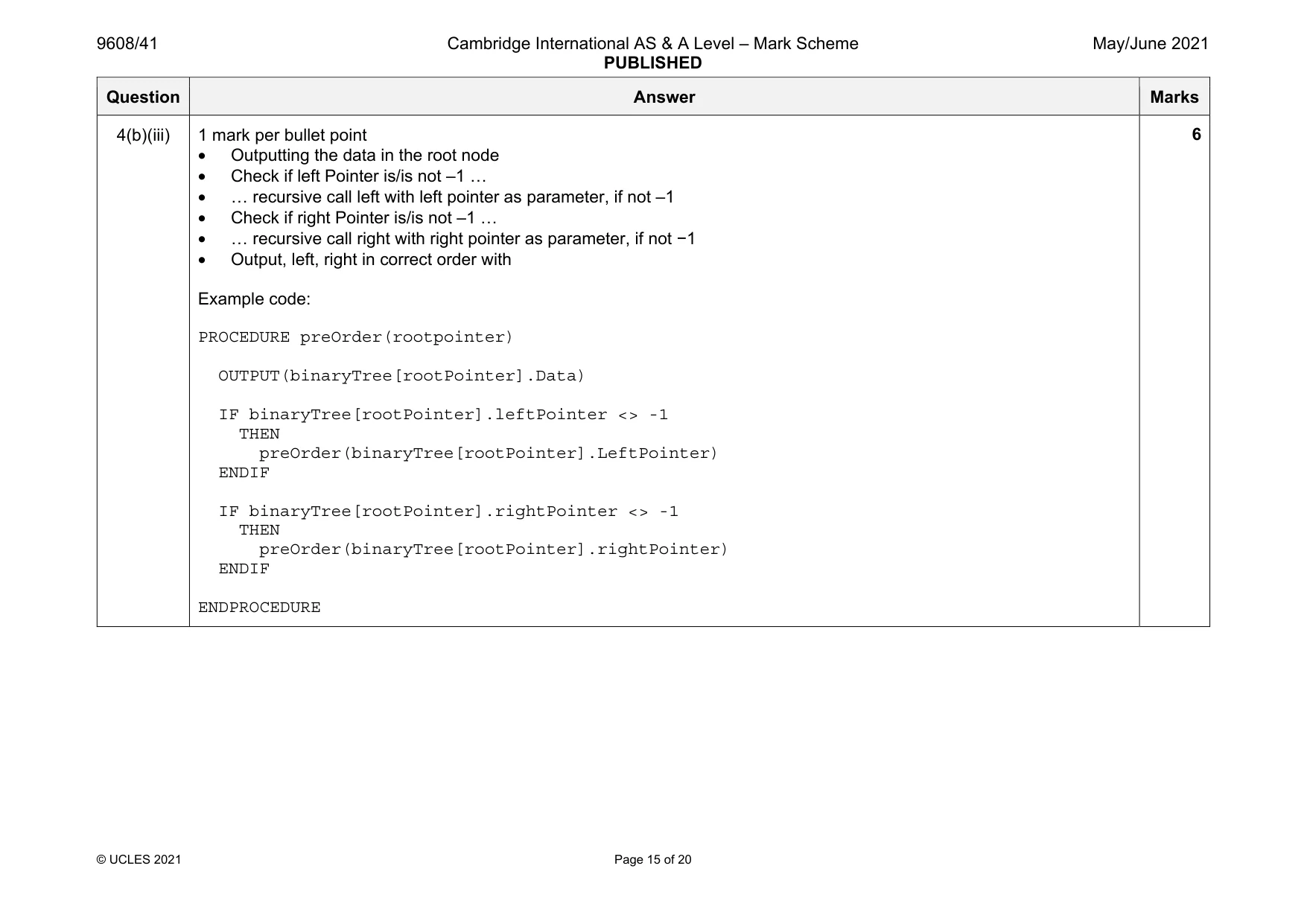 Mark scheme, page 15 of 20