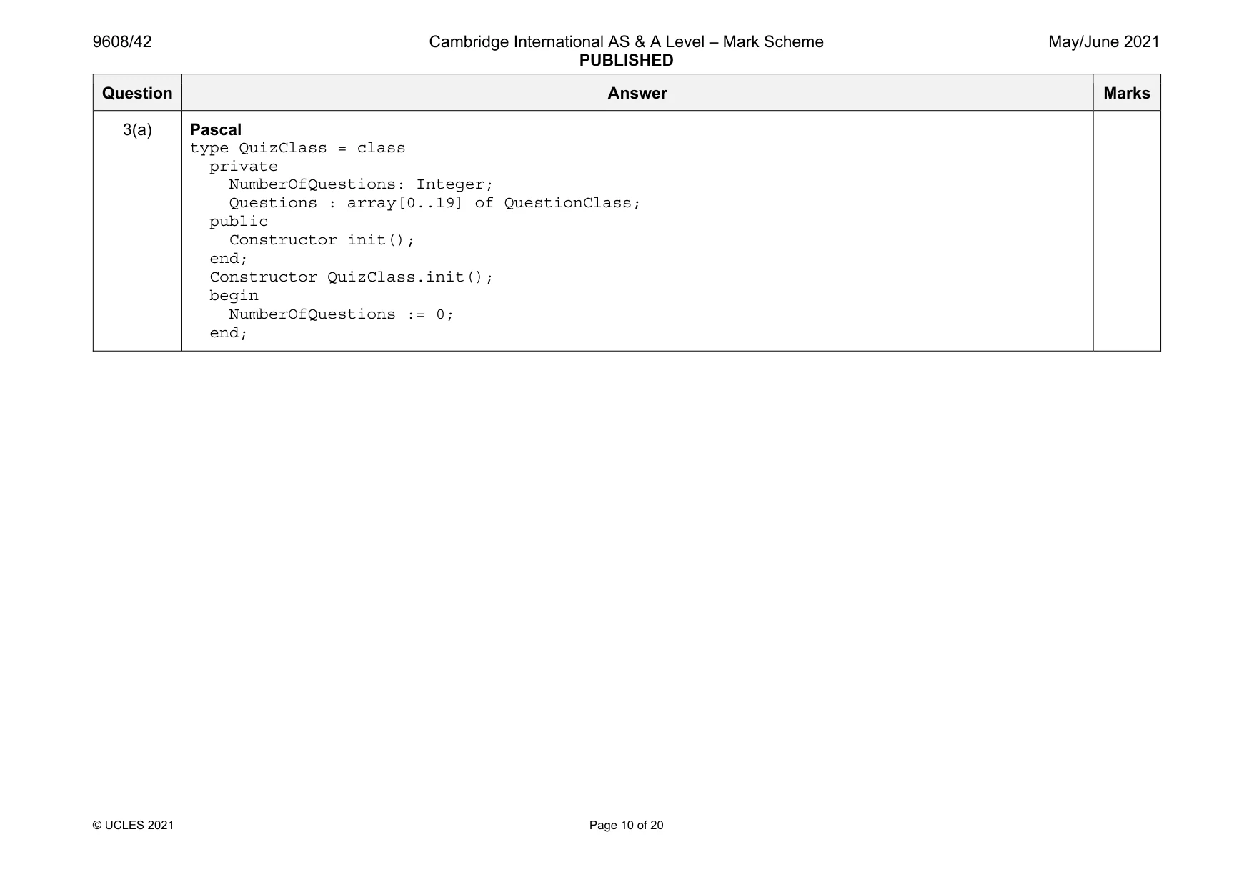 Mark scheme, page 10 of 20