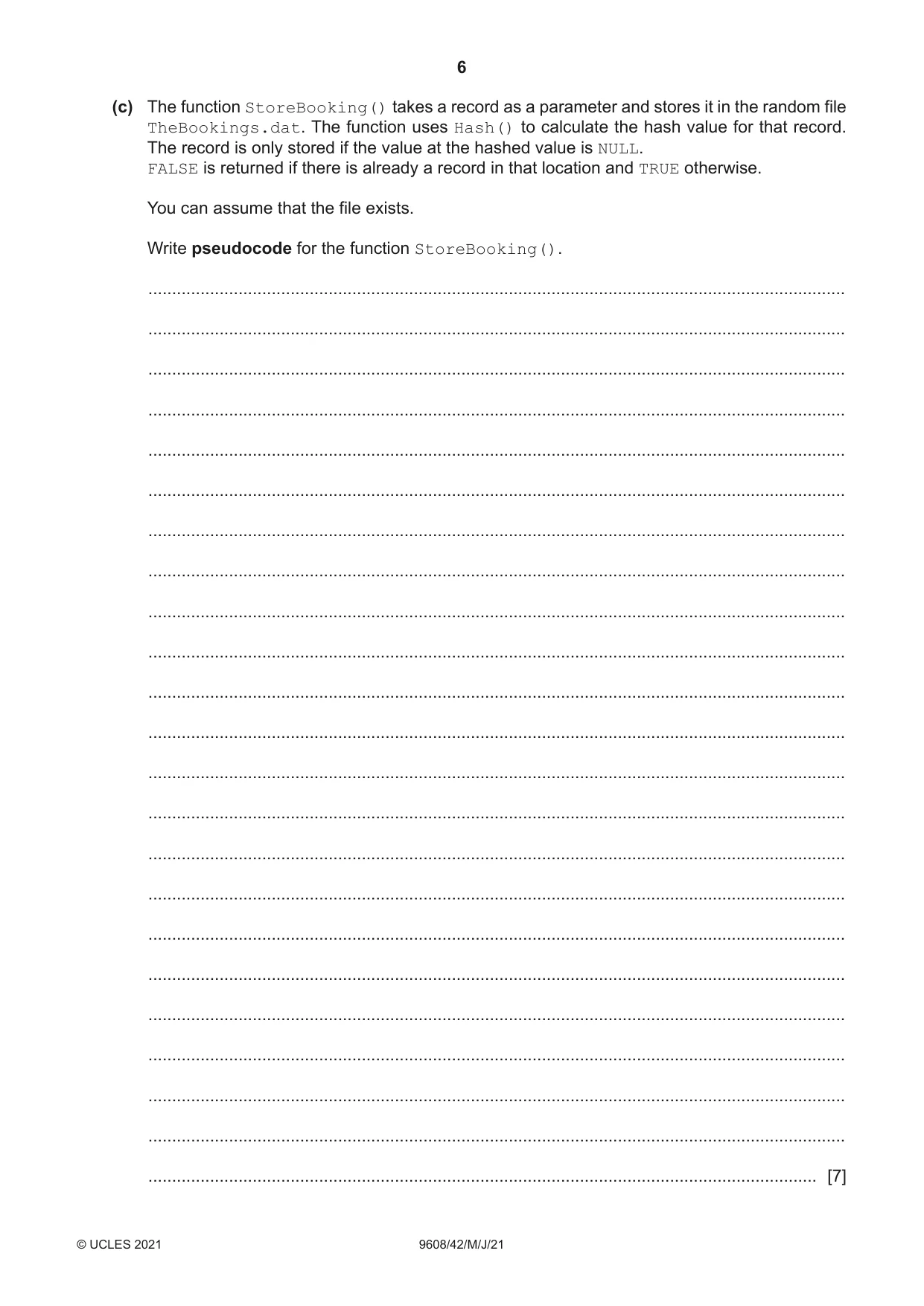 Cambridge A Level Computer Science 9608 2021 May/June Paper 4 · Variant 2 question paper, page 6 of 20