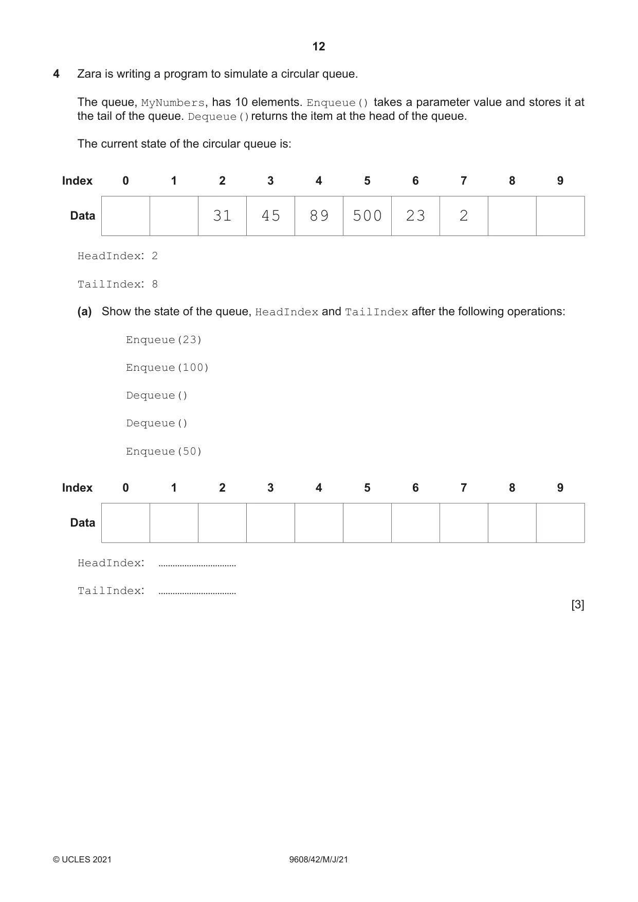 Cambridge A Level Computer Science 9608 2021 May/June Paper 4 · Variant 2 question paper, page 12 of 20