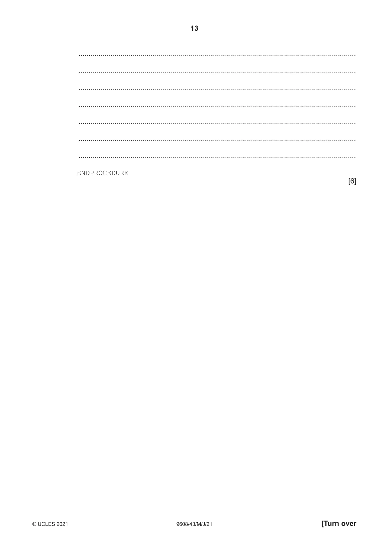 Cambridge A Level Computer Science 9608 2021 May/June Paper 4 · Variant 3 question paper, page 13 of 20