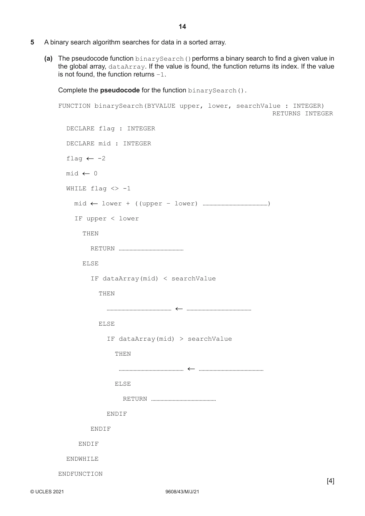 Cambridge A Level Computer Science 9608 2021 May/June Paper 4 · Variant 3 question paper, page 14 of 20