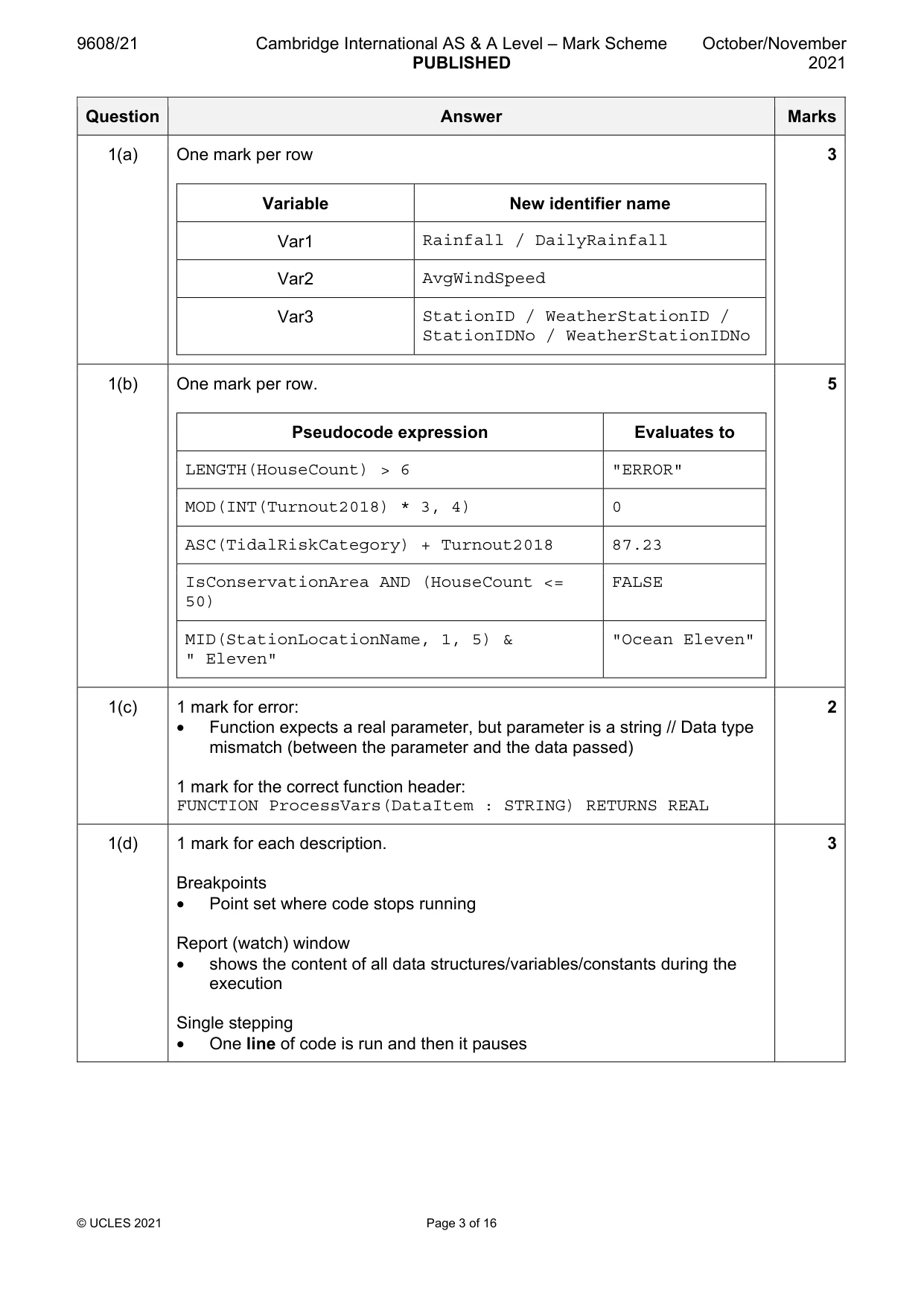 Mark scheme, page 3 of 16