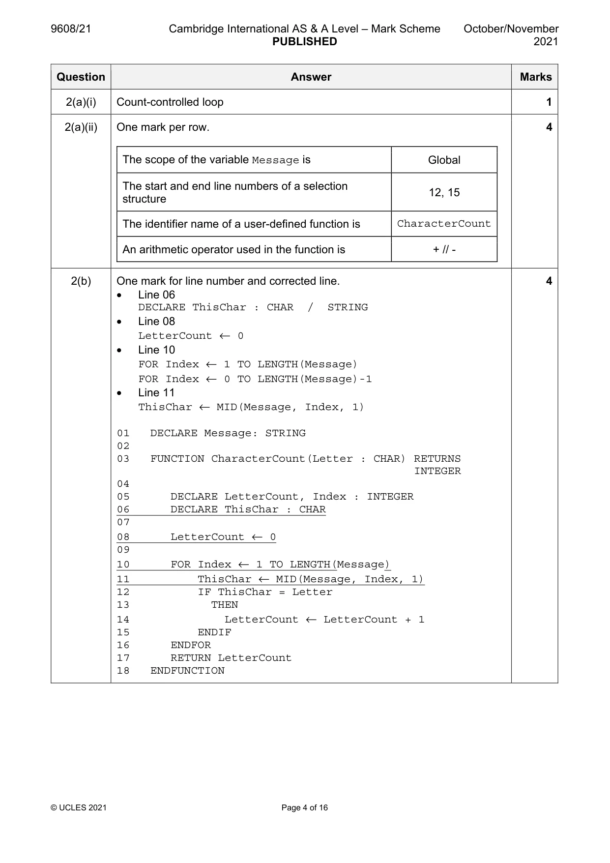 Mark scheme, page 4 of 16