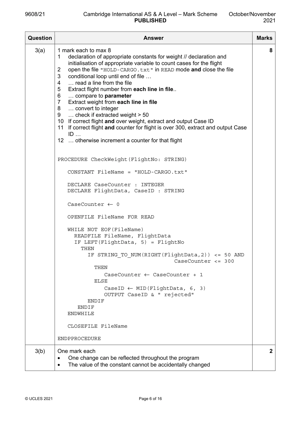 Mark scheme, page 6 of 16