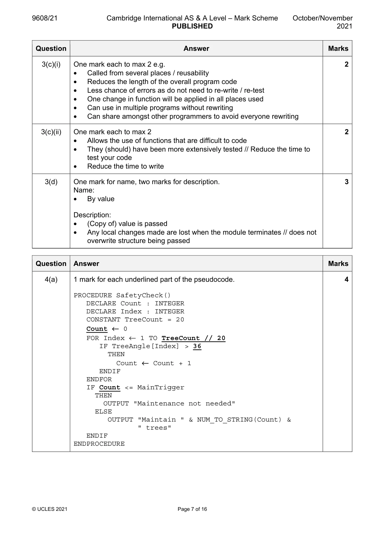 Mark scheme, page 7 of 16
