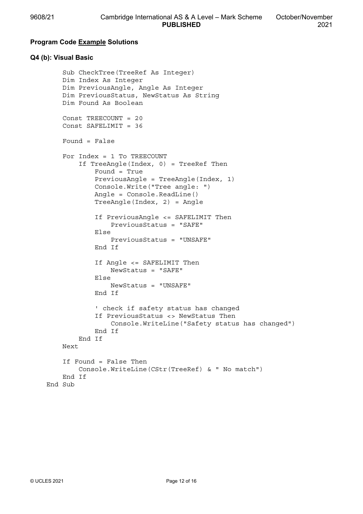 Mark scheme, page 12 of 16