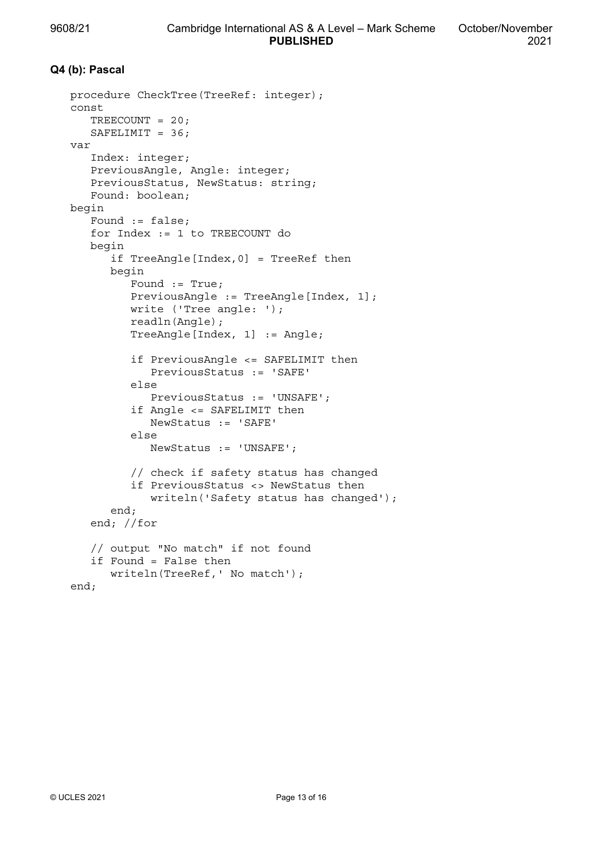 Mark scheme, page 13 of 16
