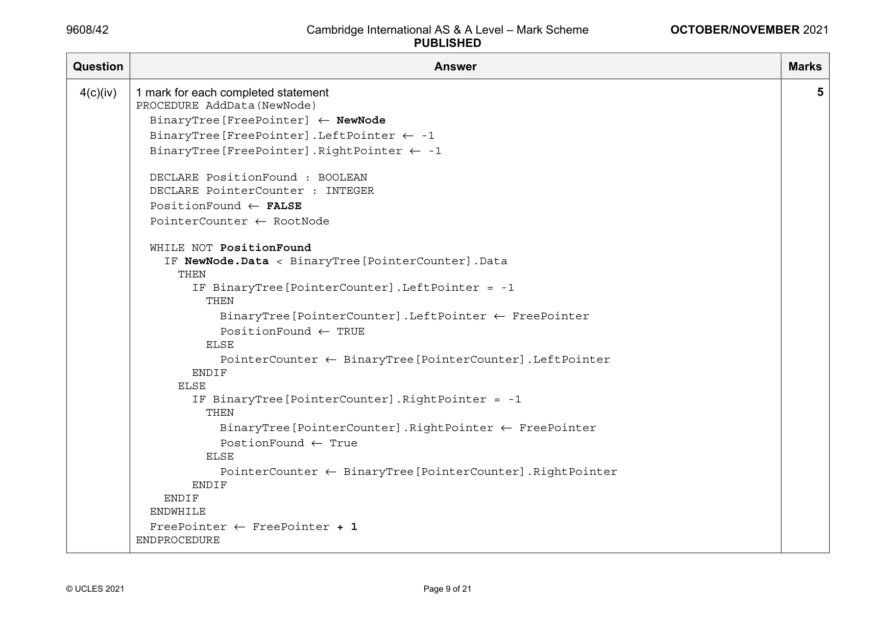 Mark scheme, page 9 of 21
