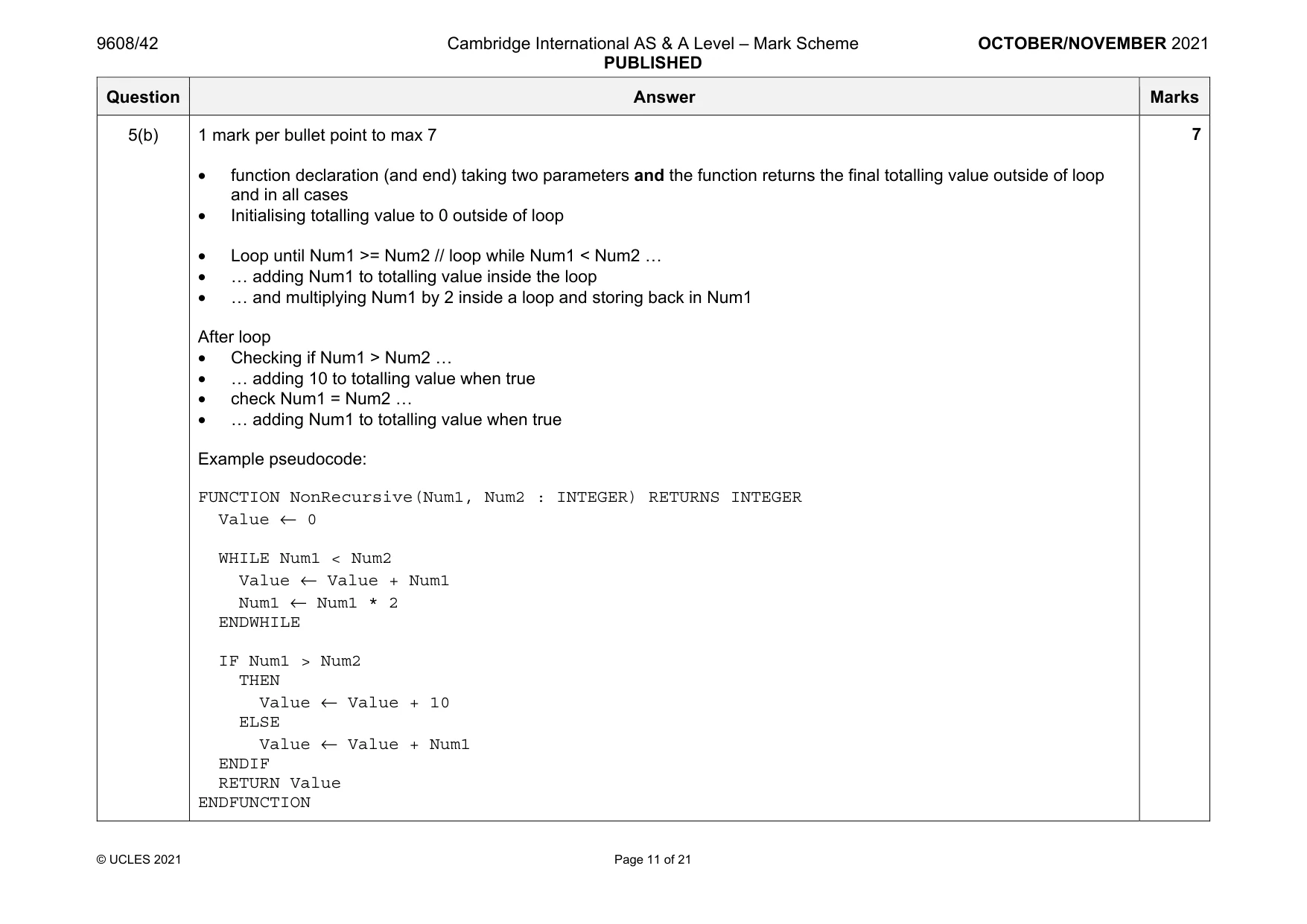 Mark scheme, page 11 of 21