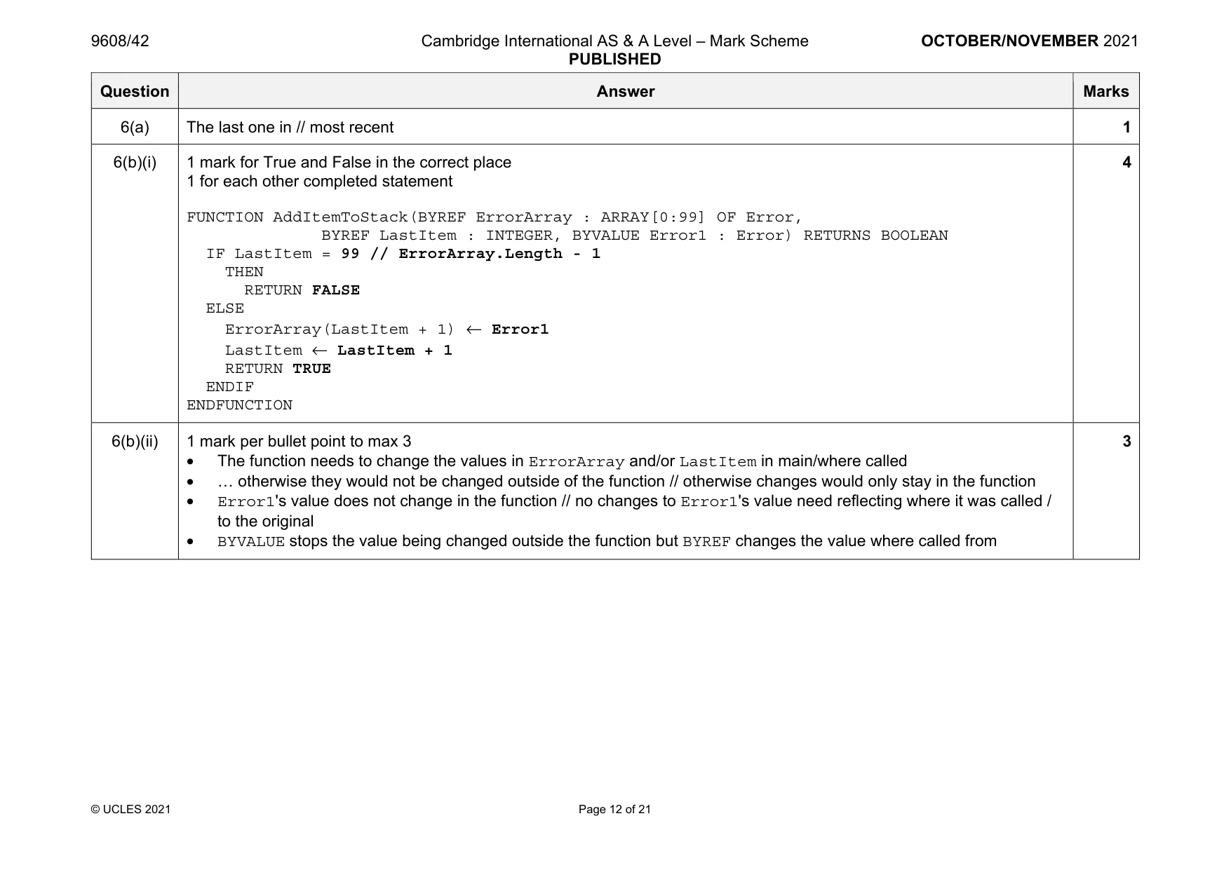 Mark scheme, page 12 of 21