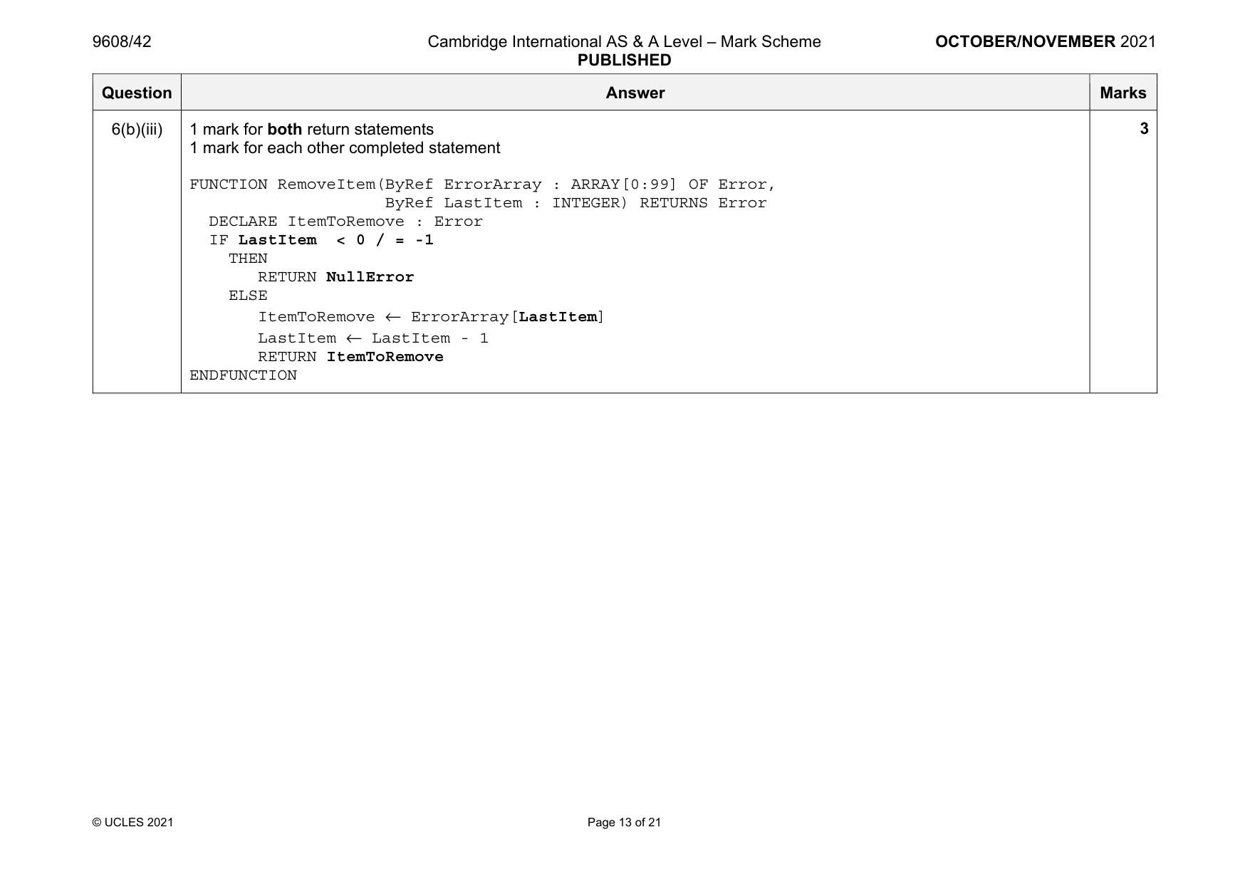 Mark scheme, page 13 of 21