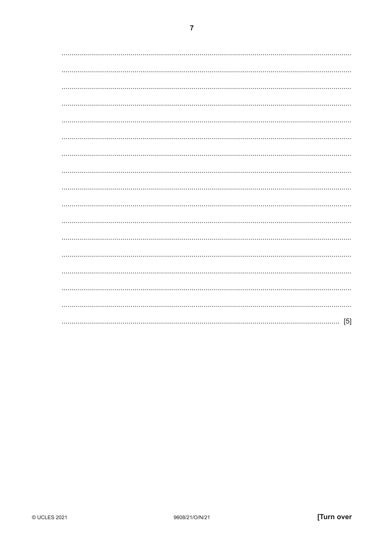 Cambridge A Level Computer Science 9608 2021 Oct/Nov Paper 2 · Variant 1 question paper, page 7 of 20