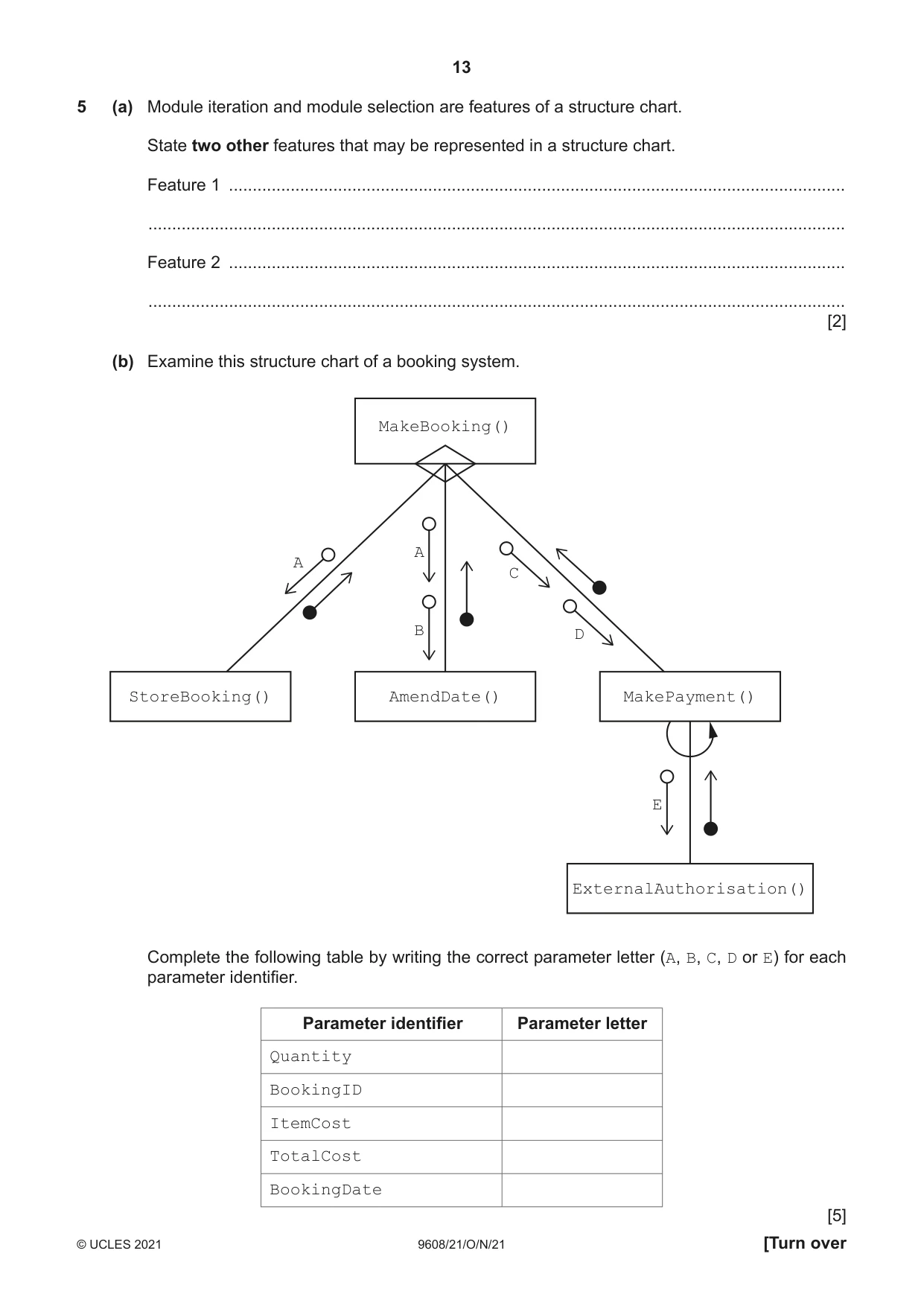 Cambridge A Level Computer Science 9608 2021 Oct/Nov Paper 2 · Variant 1 question paper, page 13 of 20