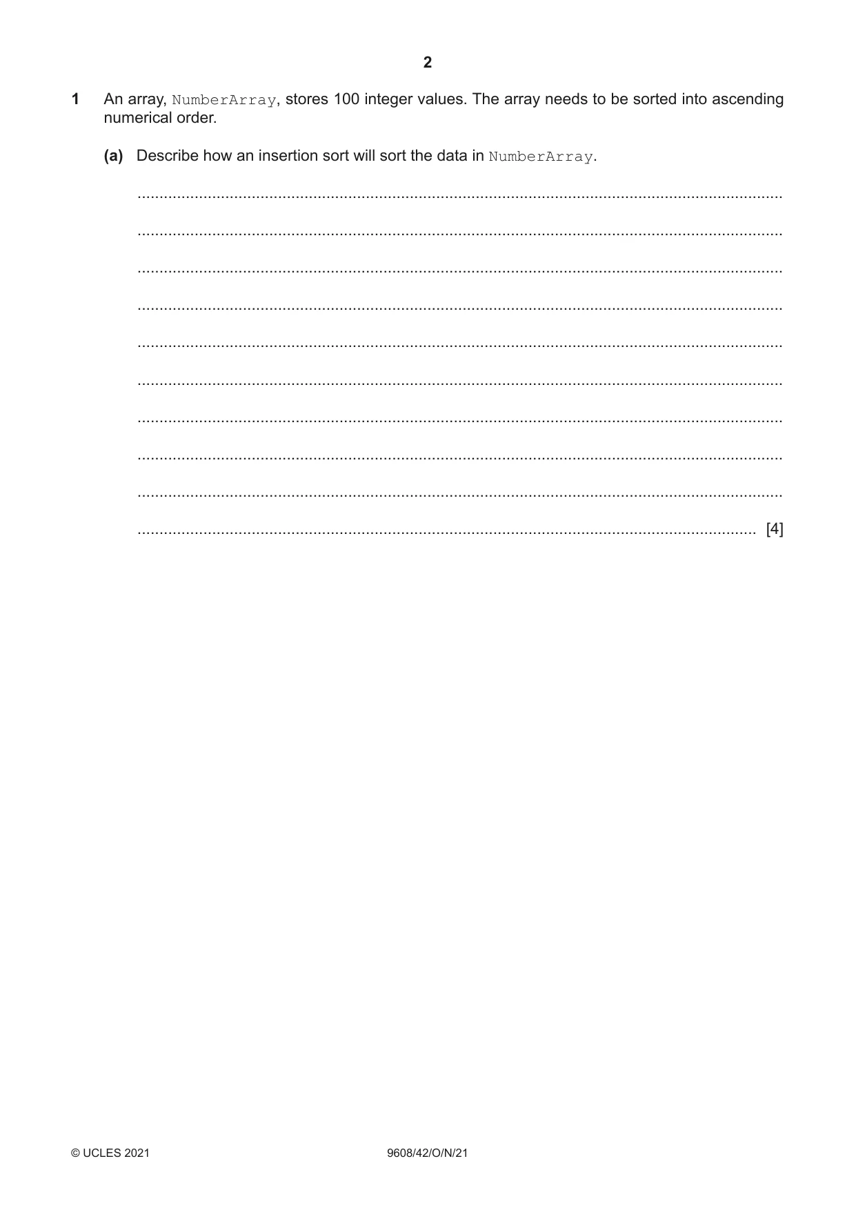 Cambridge A Level Computer Science 9608 2021 Oct/Nov Paper 4 · Variant 2 question paper, page 2 of 20