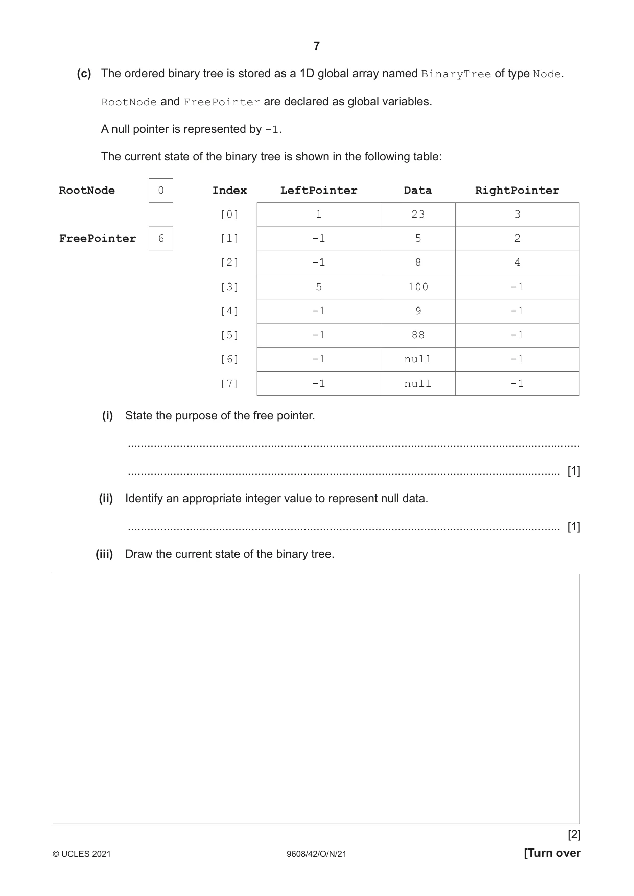 Cambridge A Level Computer Science 9608 2021 Oct/Nov Paper 4 · Variant 2 question paper, page 7 of 20