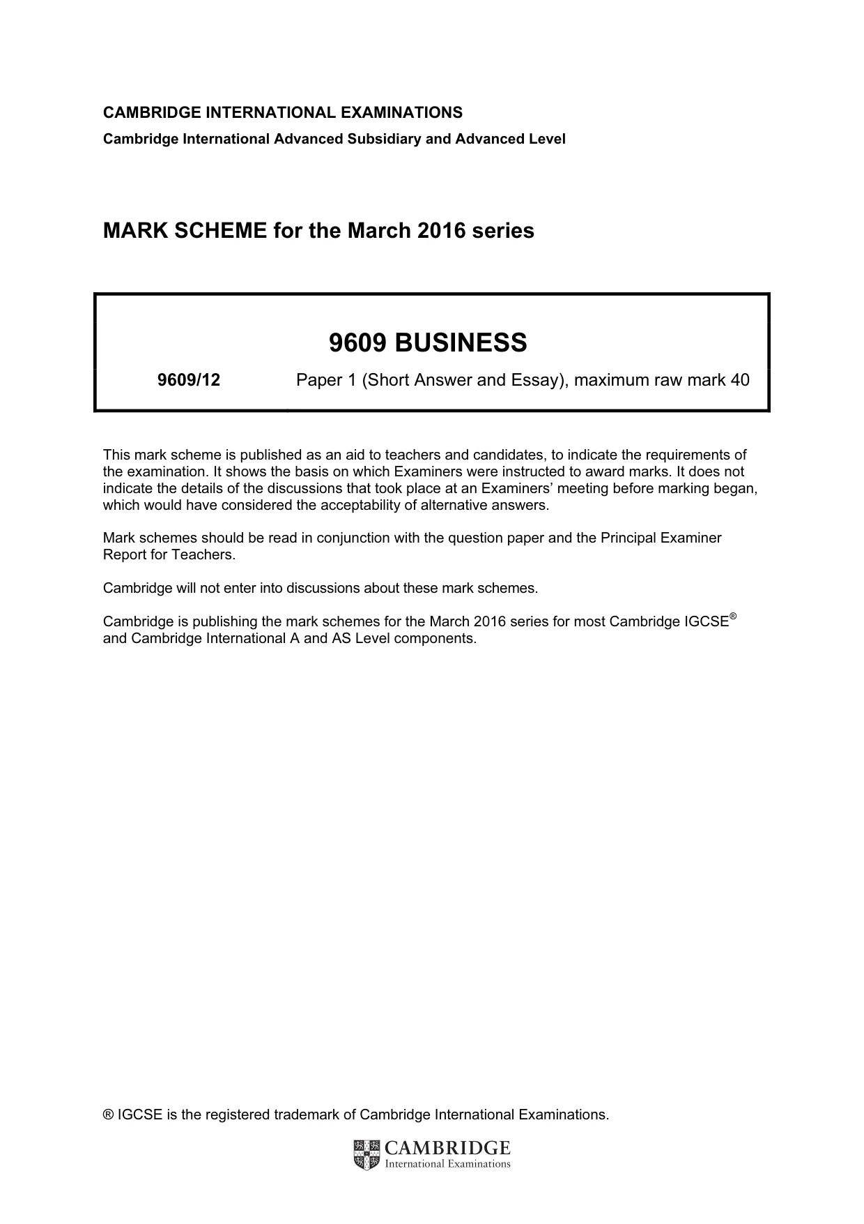 Mark scheme, page 1 of 9