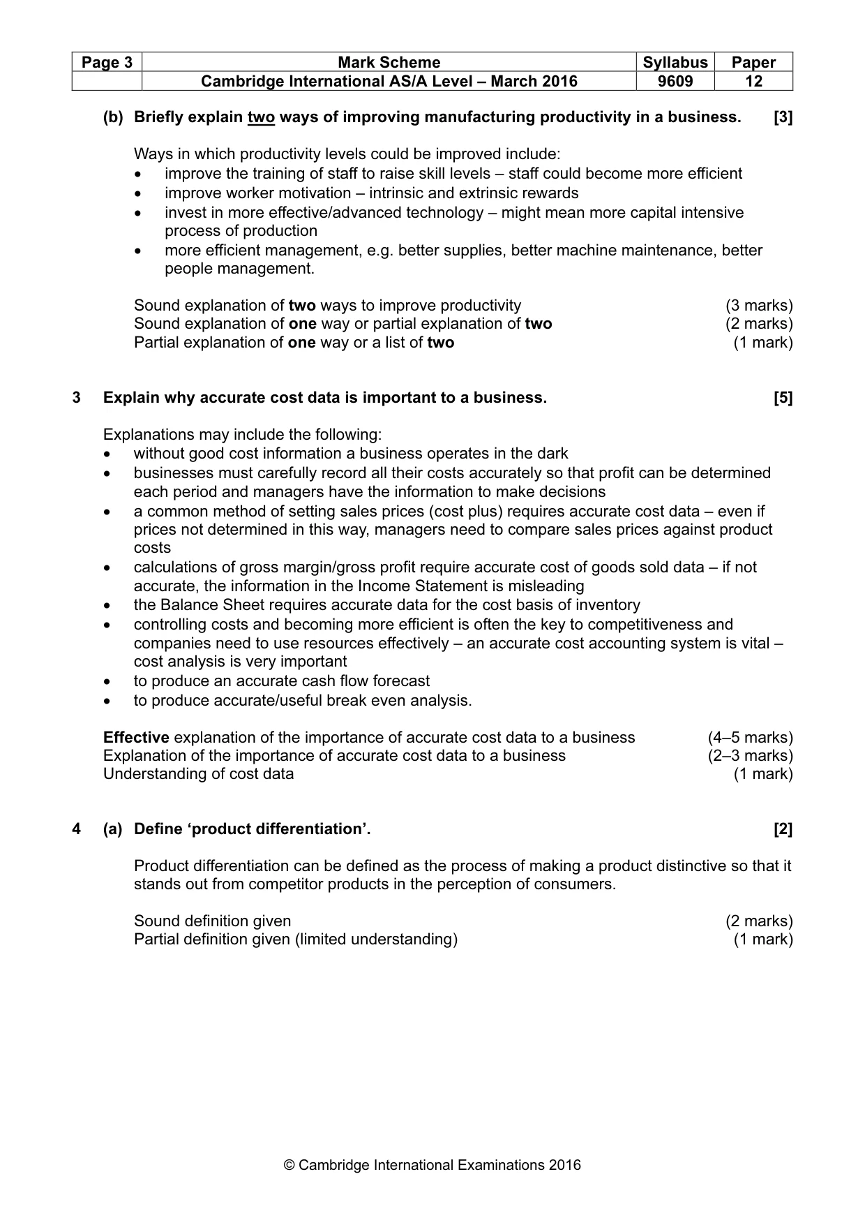 Mark scheme, page 3 of 9