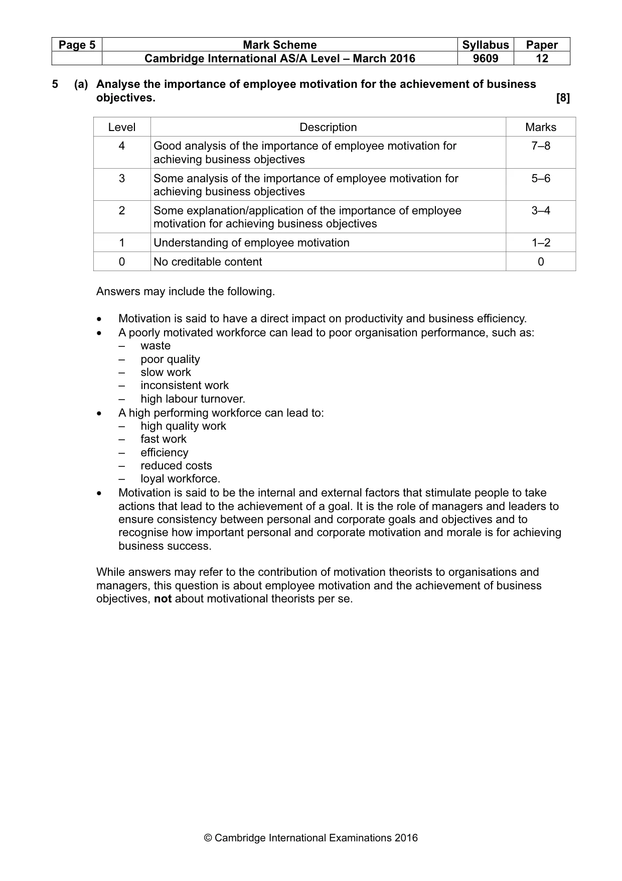 Mark scheme, page 5 of 9